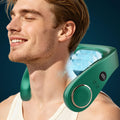 Neck Fan with Cooling Plate,5500mAh Rechargeable, Ultra Quiet Operation, 5 Speeds & 3 Cooling Modes, USB-C Fast Charging, LED Display Battery & Gear, Bladeless Fans that Blow Cold Air for Travel Blue