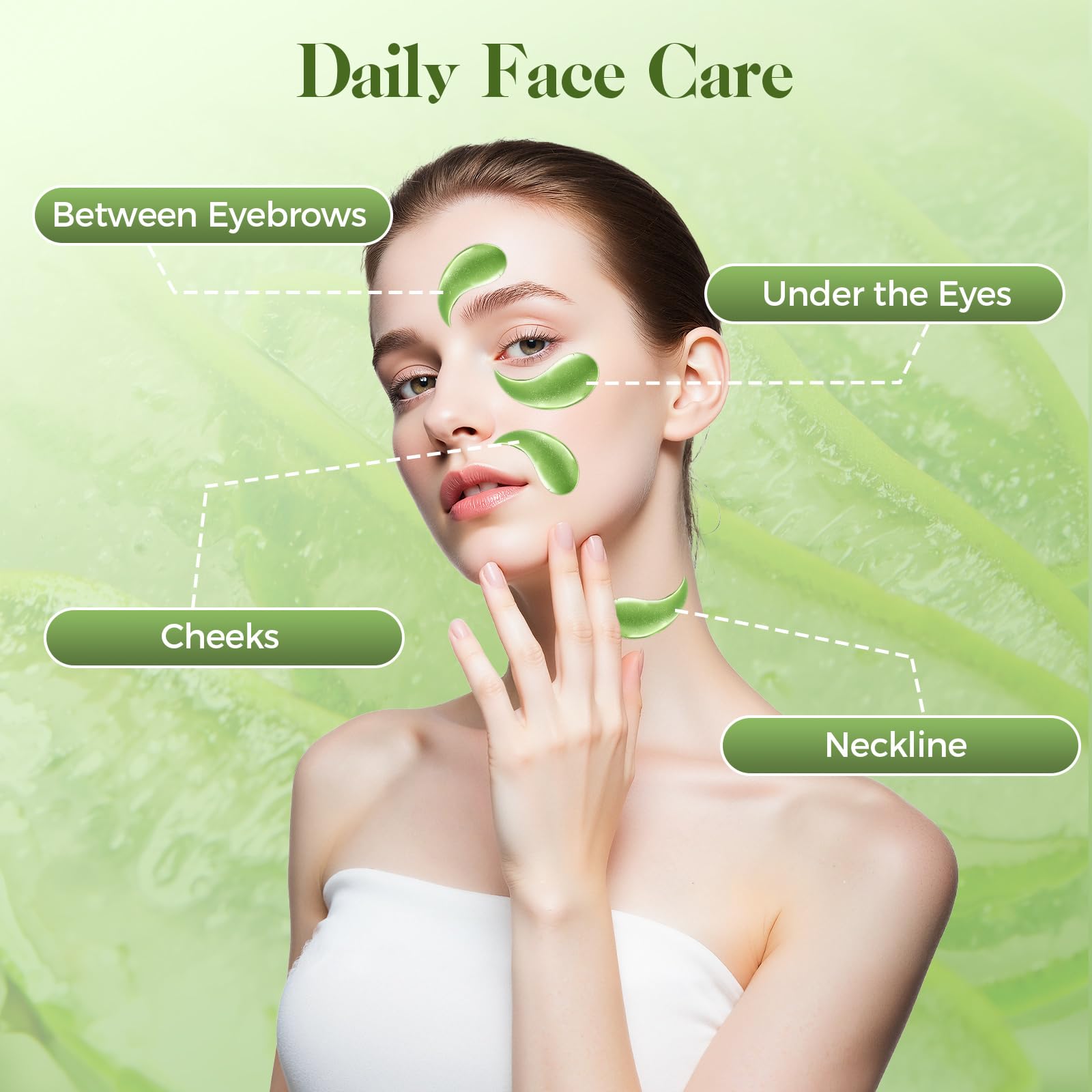 Aloe Vera Under Eye Patches for Dark Circles, Puffiness Relief, Hydrating Hydrogel Mask, Moisturizing Gel Pads for Bags and Tired Skin