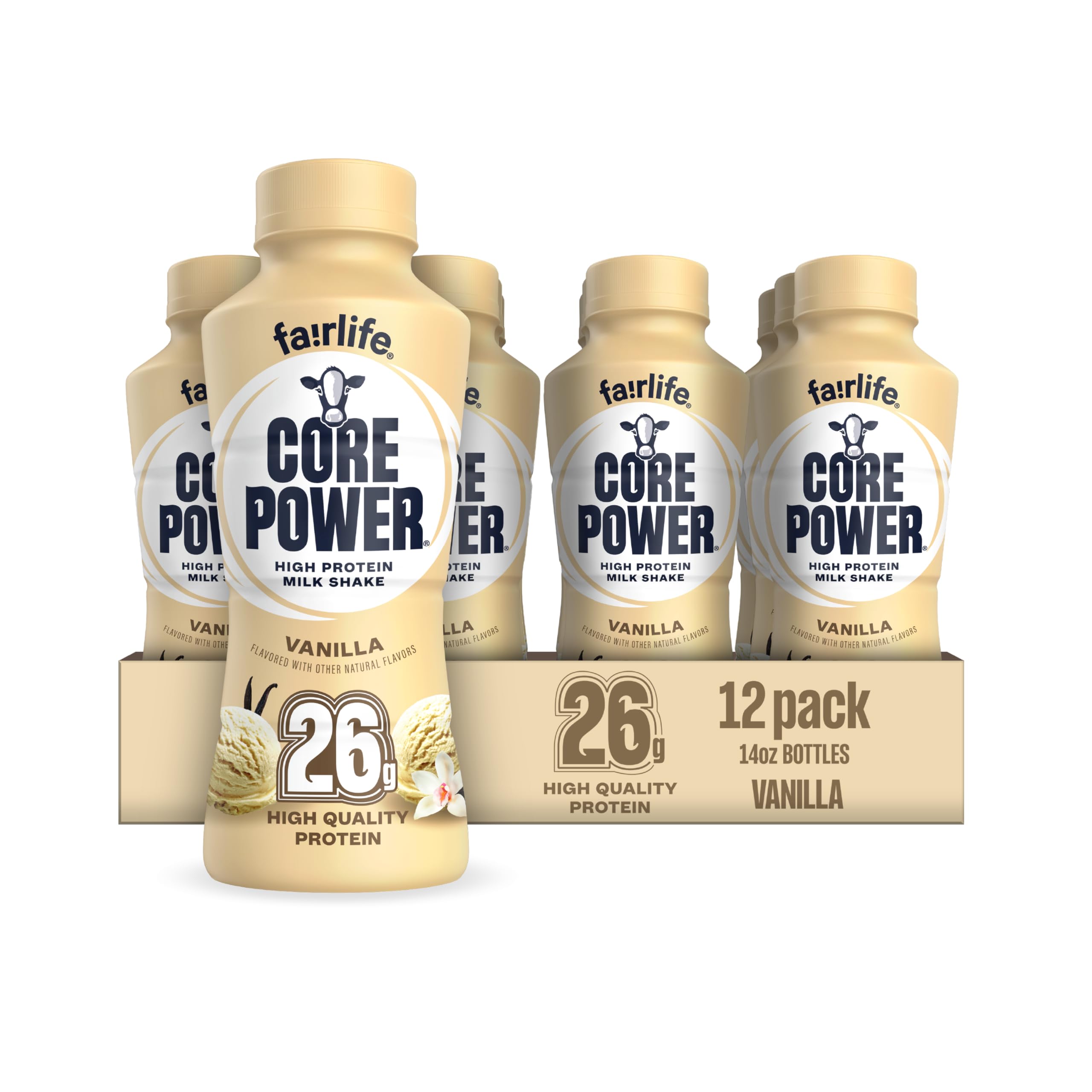 Core Power Protein Shake, Chocolate, 26g Bottle, 14oz, 12 Pack