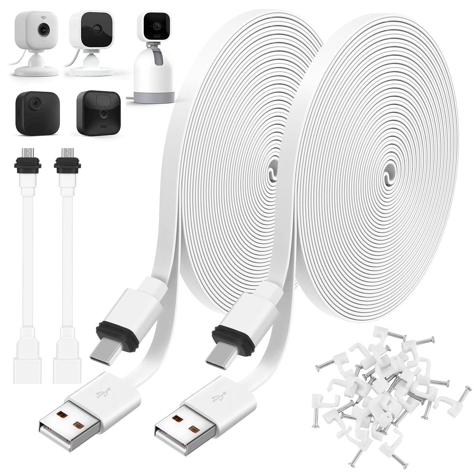2Pack 25FT Power Cable for Blink Mini2,Blink Mini,Blink Outdoor 4 (4th Gen)/Blink (3rd Gen) XT3/XT2/XT,Extension Cable Continuously Charging Your Blink Cam(Plug and Camera are Not Included)-Black