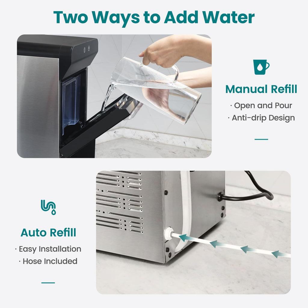 Gevi V2.0 Countertop Gemi Nugget Ice Maker | Self-Cleaning Pellet Ice Machine | Stainless Steel Housing |16.7''H Fits Perfectly Under Wall Cabinet | Silver with Viewing Window