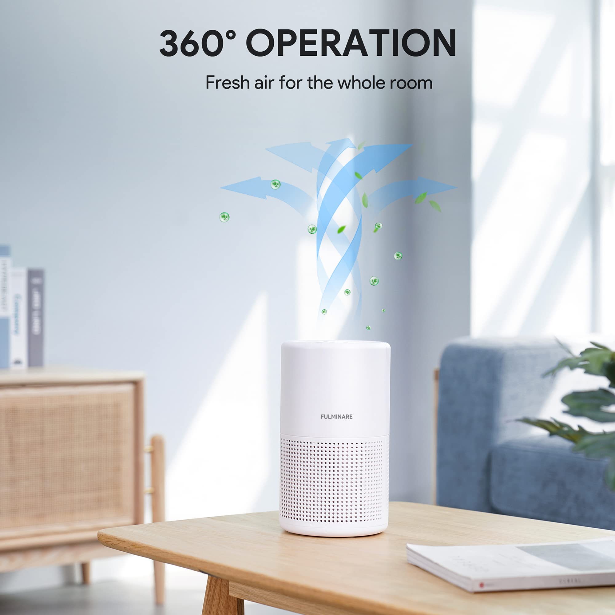 Air Purifiers for Bedroom, FULMINARE H13 True HEPA Air Filter, Quiet Air Cleaner With Night Light, Portable Small Air Purifier for Home, Office, Living Room Black