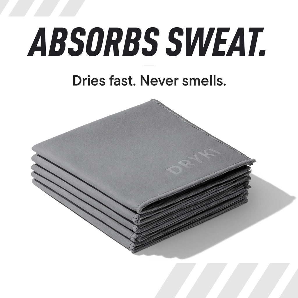 DRYKI Pocket-Sized Sweat Towels - The Original Sweat Absorbing Handkerchiefs - Quick-Dry Microfiber Sweat Rags for Face, Hands, & Body - Men & Women - Gym, Sports, and Work (Desert: 5 Pack)