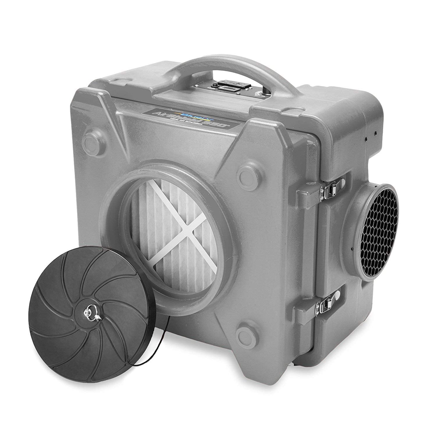 BlueDri Air Shield 550 HEPA Air Scrubber, Water Damage Restoration Equipment Air Purifier, Covers 1400 Sq. Ft, Daisy Chain Capable, For Commercial Use, Blue, BD-AS-550