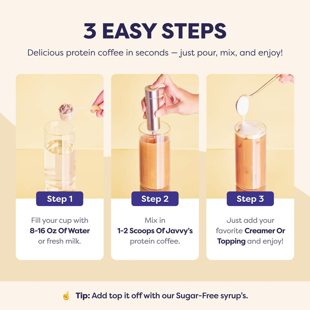 Javvy Protein Iced Coffee - Premium Whey Protein & Iced Coffees, 100% Natural Cold Brew, Zero Artificial Flavors & Sweeteners, 80mg Caffeine, No Added Sugar, 20 Servings, Caramel, 1 Pack
