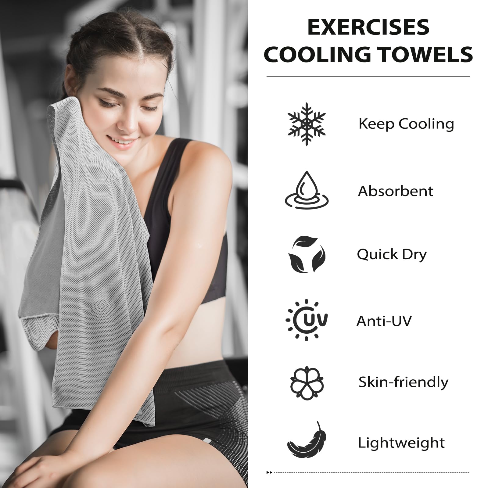Cooling Towels - 5 Pack Gym Towels, Gym Towel for Working Out, Yoga Towel, Quick Dry Towel for Running, Camping, Fitness & More Activities