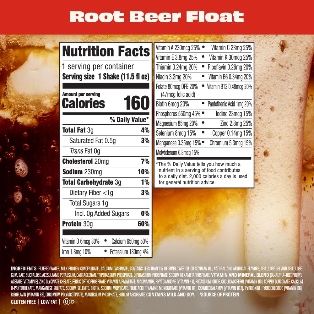 Premier Protein Shake, Limited Edition Root Beer Float, 30g Protein, 1g Supar, 24 Vitamins & Minerals, Nutrients to Support Immune Health, 11.5 oz, 12 Pack - Artwork Case, Packaging May Vary