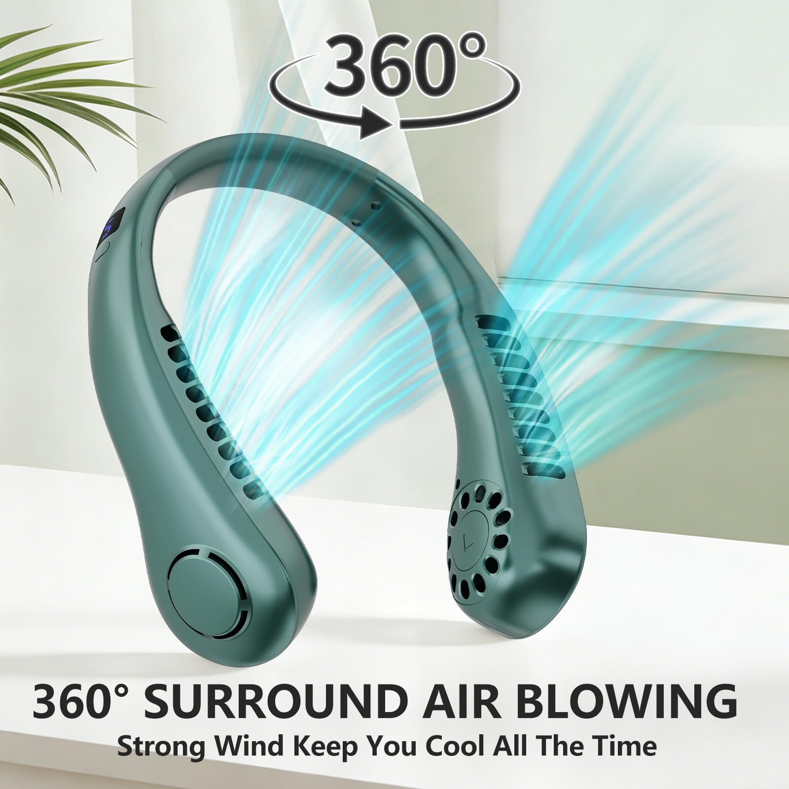 Portable Neck Fan, 360° Cooling Personal Fan with 5 Speeds, USB Rechargeable Wearable Neck Fan, Hands Free Bladeless Fan, Twistable, Mini Portable Fan, Gifts for Men Women Mom Dad, White