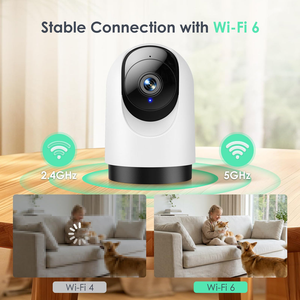 YOTON Indoor Security Camera, 2K 360° Wi-Fi Baby Monitor & Pet Camera w/Motion Tracking, 2-Way Audio, Night Vision, SD/Cloud, Compatible with Alexa & Google Home, 2.4/5GHz