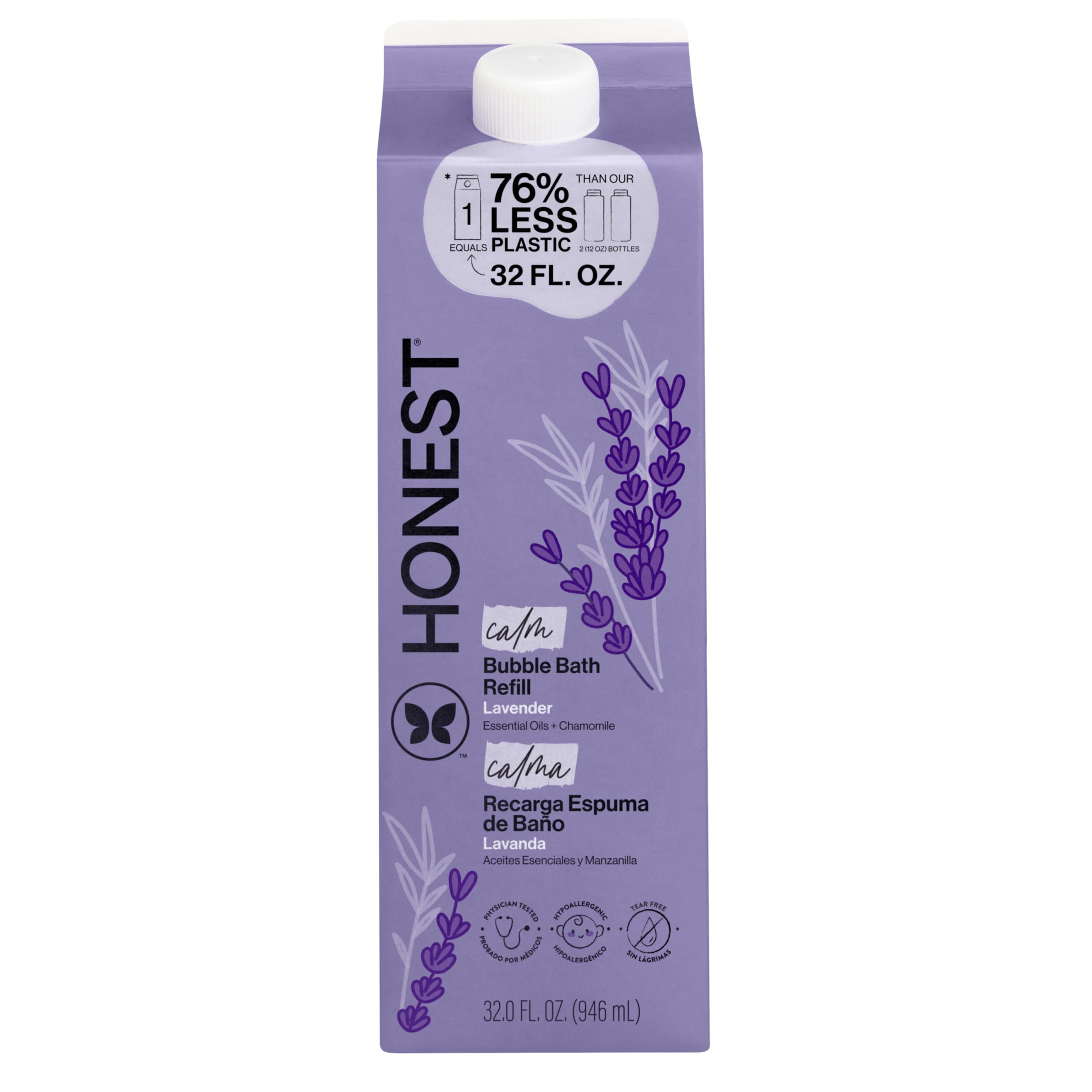 The Honest Company Foaming Bubble Bath, Naturally Derived, Tear-free, Hypoallergenic, Citrus Vanilla Refresh, 12 fl oz