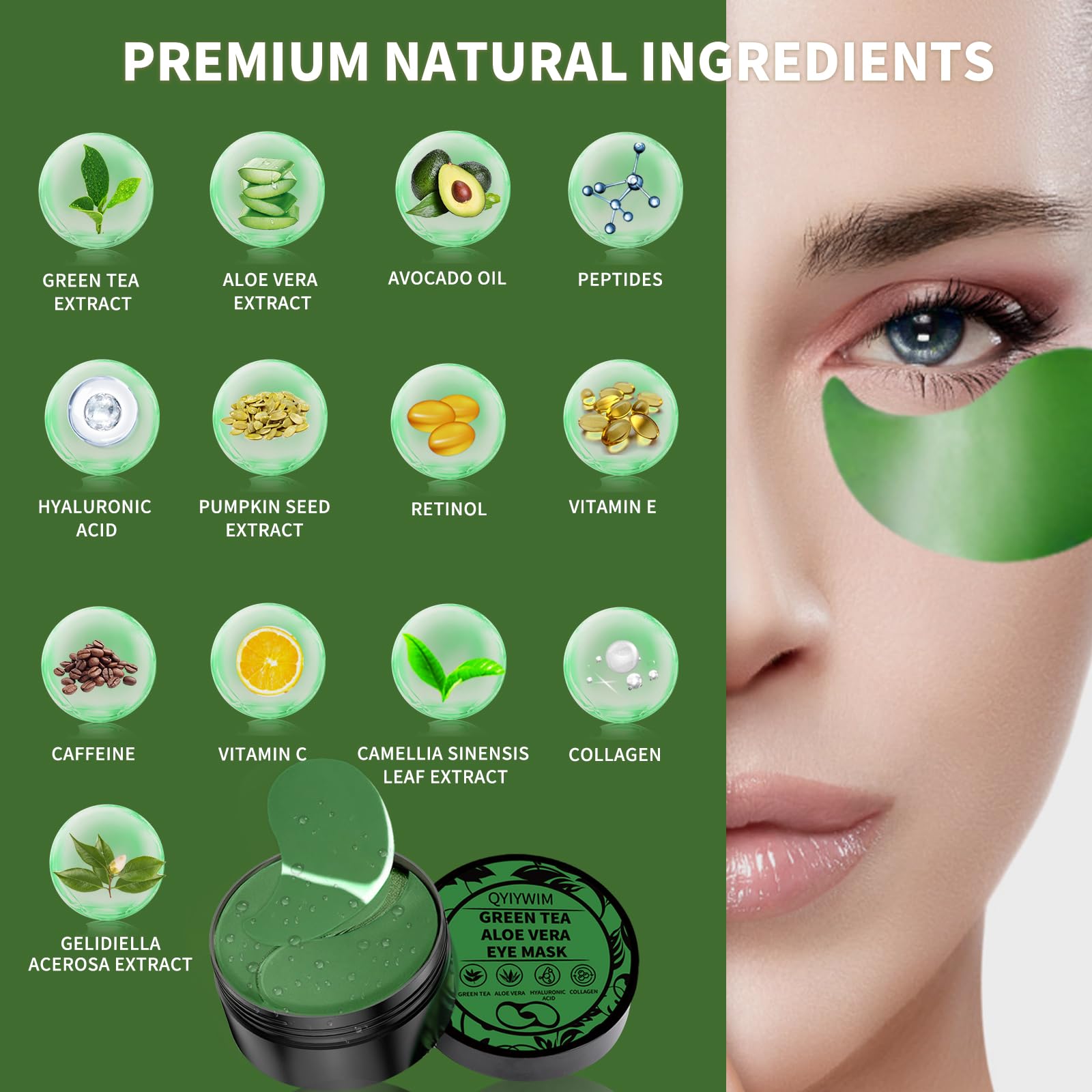 Qyiywim Under Eye Patches 70PCS, 24K Gold Eye Patches for Puffy Eyes Treatment, Under Eye Masks for Dark Circles and Puffiness, Non-Irritating Eye Mask Skincare, Eyes Bags Treatment, Eye Gel Pads