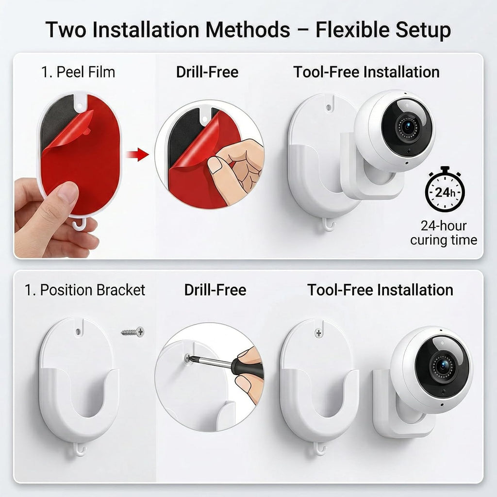 2 Pack Ring Indoor Cam Wall Mount Bracket No Drill No Screws | Strong Adhesive For Blink Outdoor 4/2K+/Mini/Mini 2/Indoor Cameras, 360 Adjustable Sticky Security Camera Holder, Damage-Free