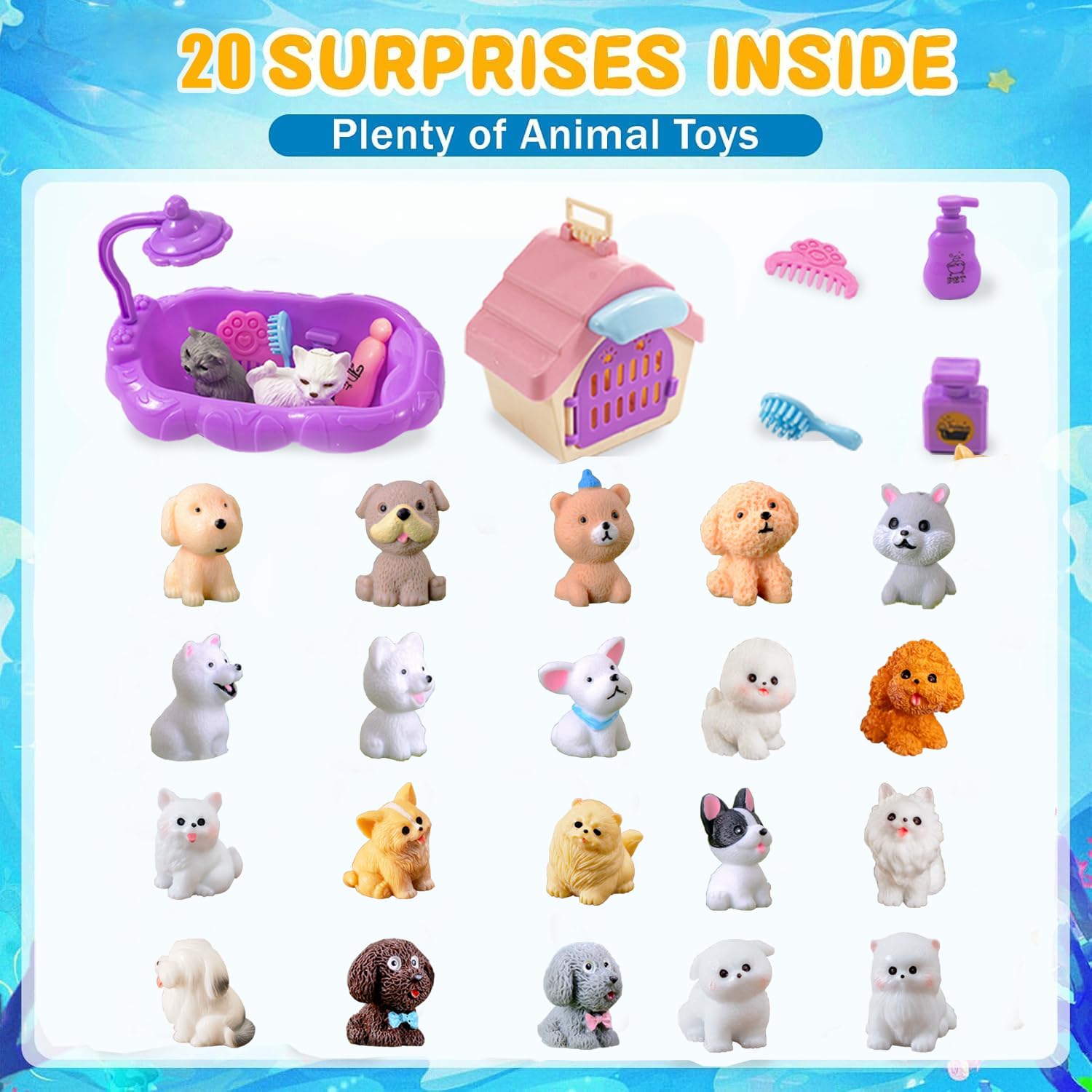 Bath Bombs for Kids with Surprise Inside for Girls Boys Toddlers, 20 Pack Organic Kids Bath Bombs with Puppy Dolls Inside, Kids Safe Handmade Bubble Bath Fizzies, Ideal Birthday Christmas Gift Set