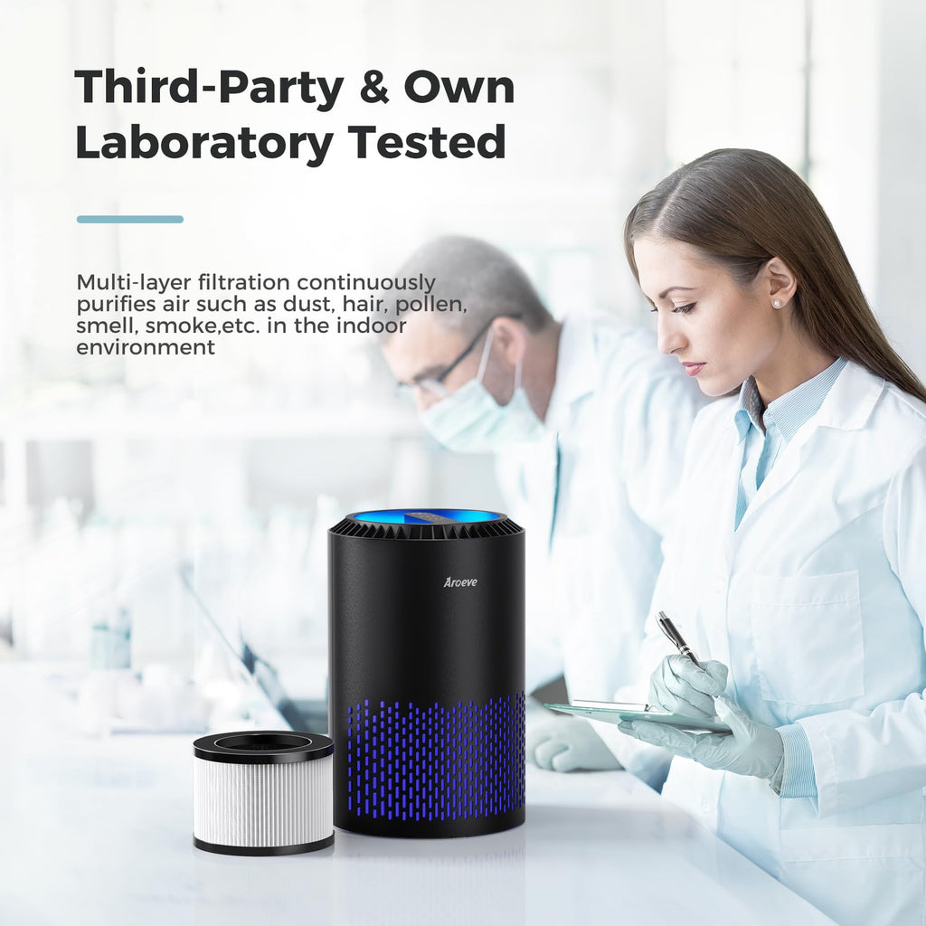 AROEVE Air Purifiers for Bedroom Home, Air Purifier For Smoke Pollen Dander Hair Smell Air Cleaner with Sleep Mode Speed Control For Bedroom Office, MK01- White(Available for California)
