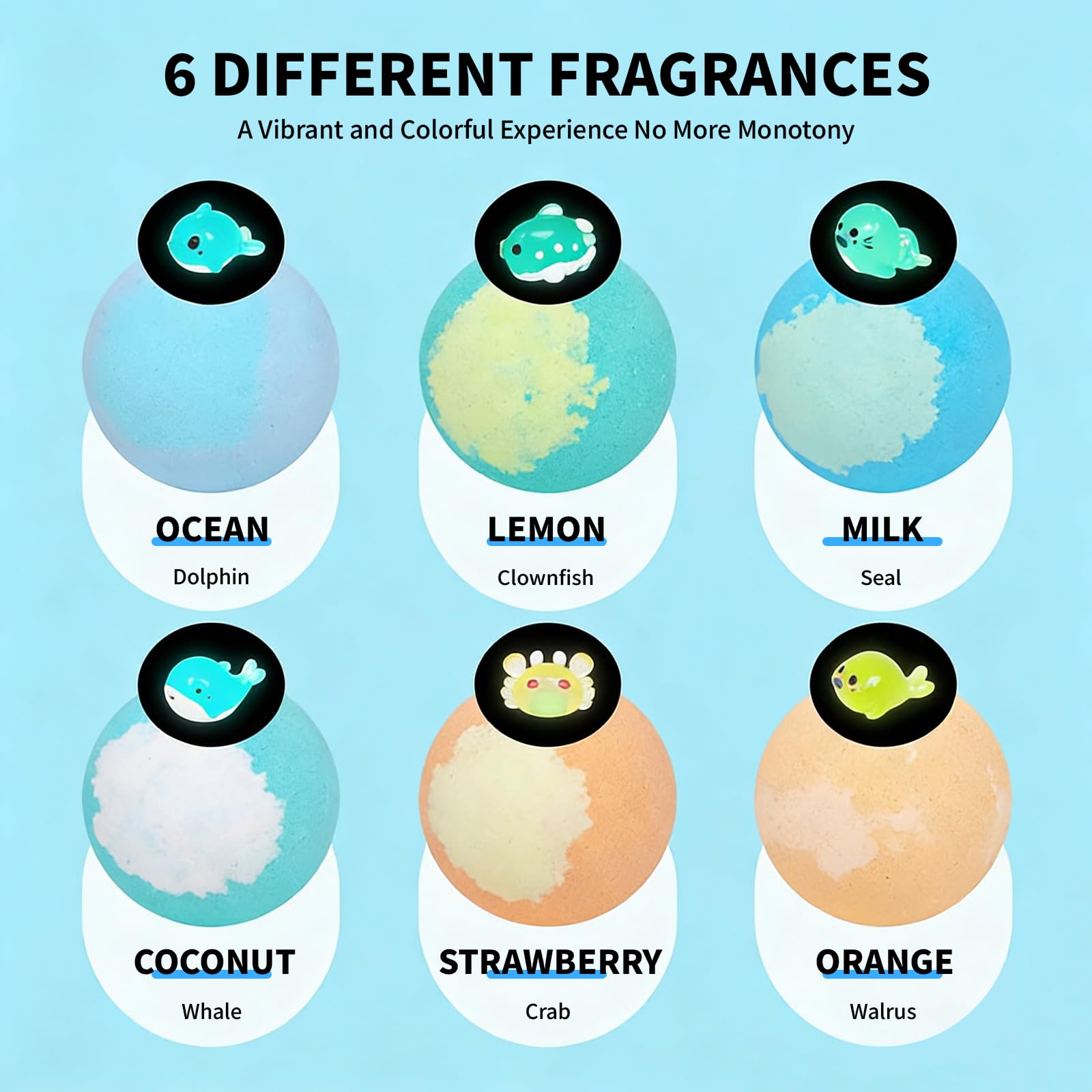 6 Pack Natural Bath Bombs with Mega Bubbles & Surprise Inside Animal Bulk Easter Basket Stuffers Organic All Natural Bath Bombs Gift Set Skin-Friendly Bathing Bath Fun Magic Bath Bombs Birthday Gift