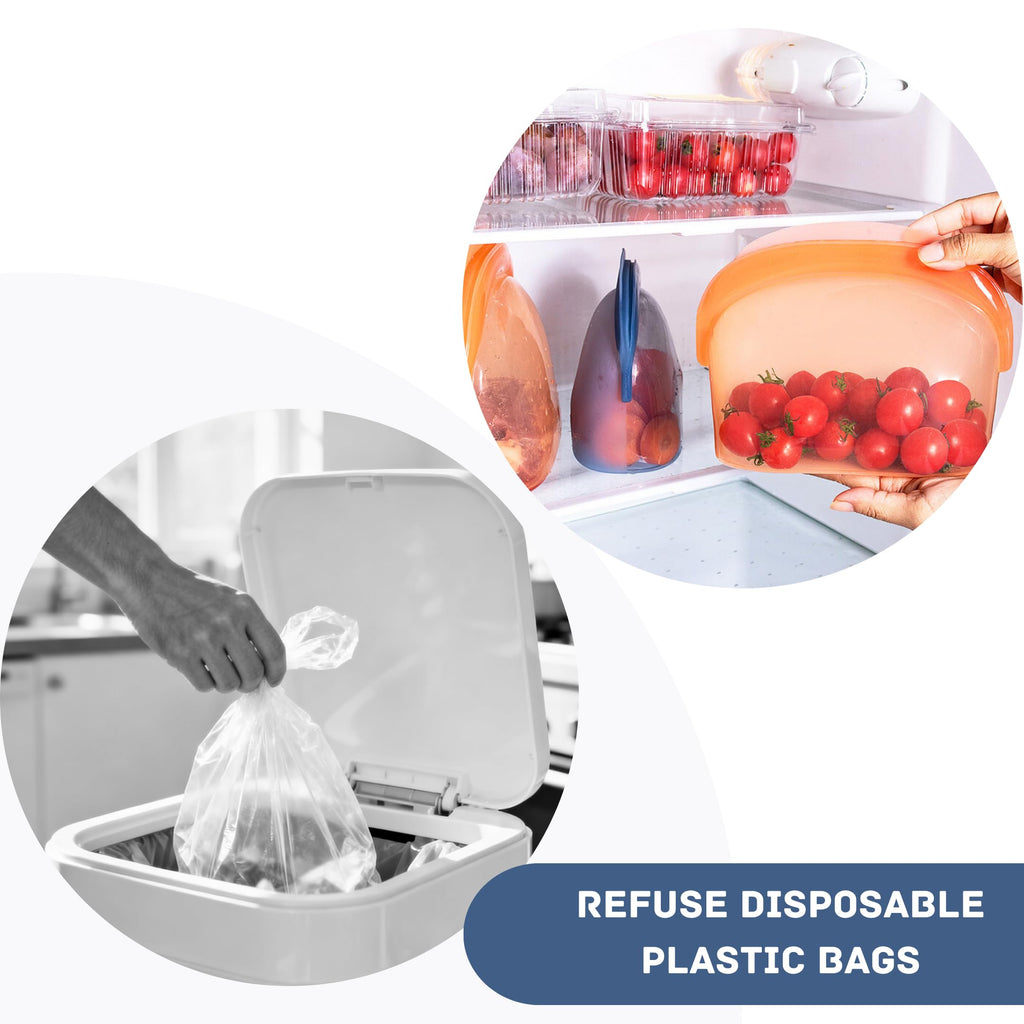 Reusable Silicone Food Storage Bags 3-Pack (17oz, 34oz, 51oz) | Stand Up Leakproof Freezer Bags with Wide Self-Sealing Zipper | Dishwasher, Microwave Safe, BPA Free Eco-Friendly Sous Vide Cooking Bags