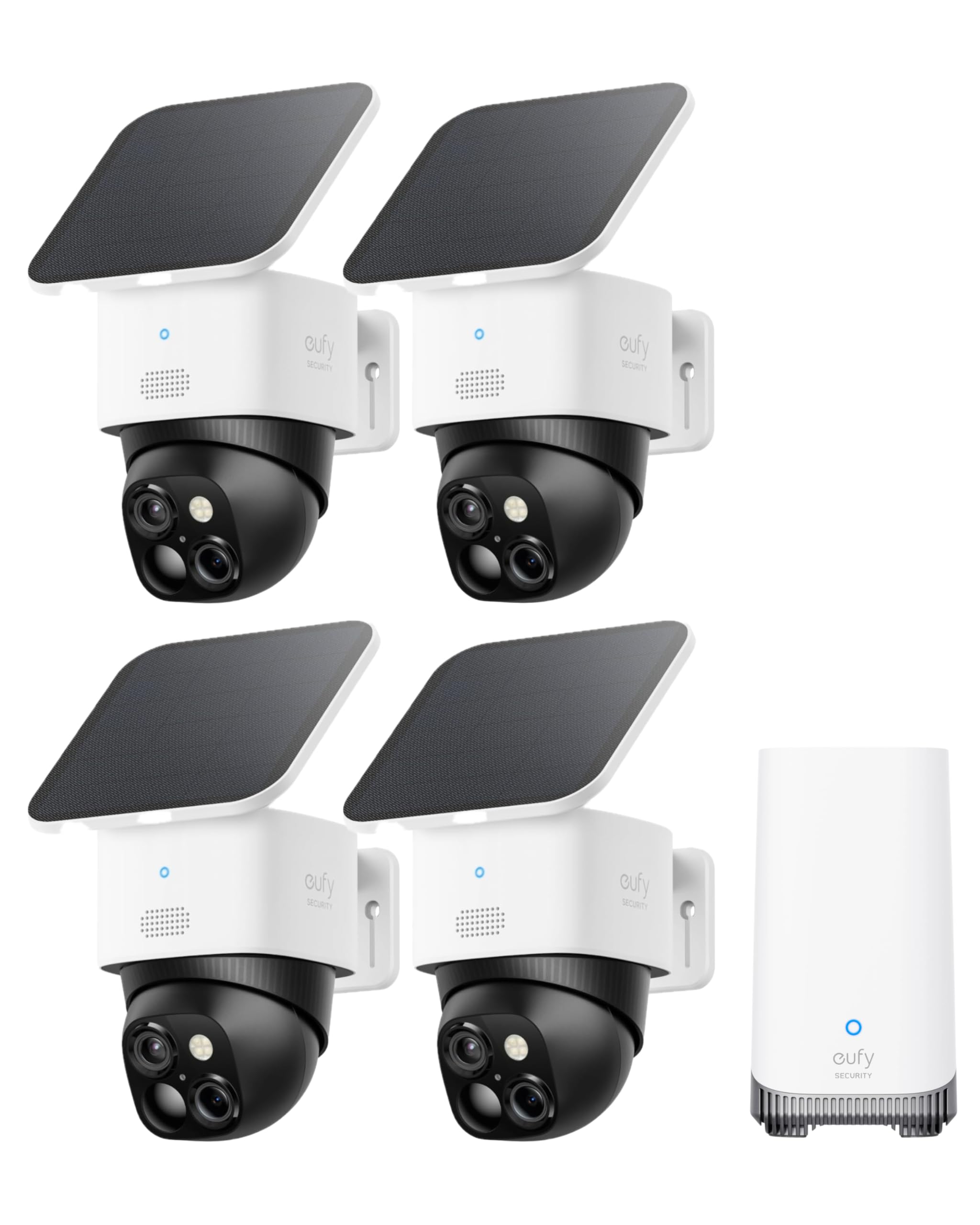 eufy Security 3K Dual Camera, SoloCam S340, Solar Security Cameras Wireless Outdoor, Cameras for Home Security, 360°Coverage, Pan & Tilt, No Blind Spots, No Monthly Fee, Built-in 8GB