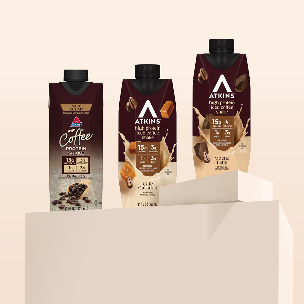 Atkins Mocha Latte Iced Coffee Flavored Protein Shake, High Protein, Low Glycemic, Low Carb and Low Sugar Shakes, Keto-Friendly, 12 Pack