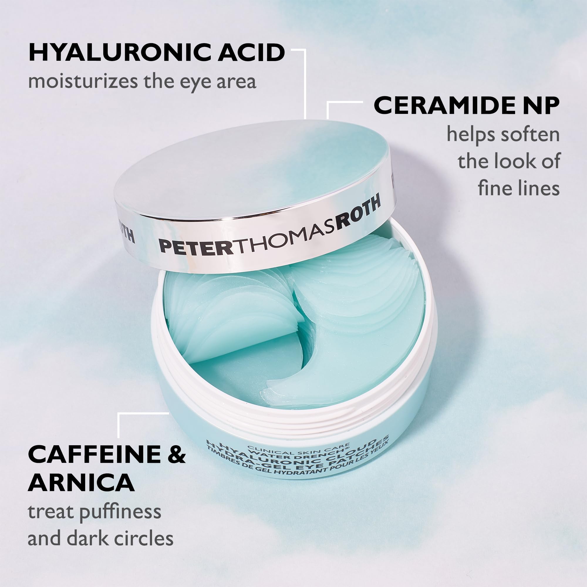 Peter Thomas Roth | Water Drench® Hyaluronic Cloud Hydra-Gel Eye Patches | Hyaluronic Acid Eye Masks for Hydration and Dark Circles