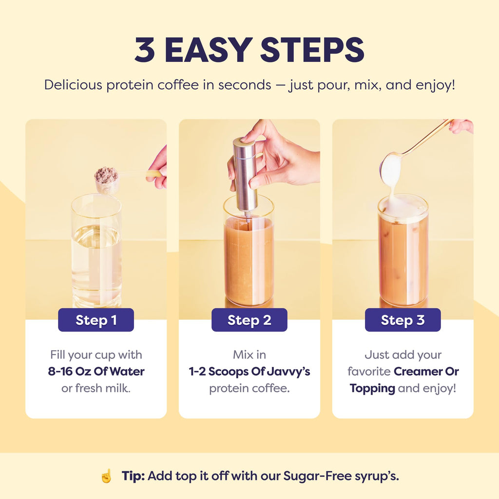 Javvy Protein Iced Coffee - Premium Whey Protein & Iced Coffees, 100% Natural Cold Brew, Zero Artificial Flavors & Sweeteners, 80mg Caffeine, No Added Sugar, 20 Servings, Caramel, 1 Pack