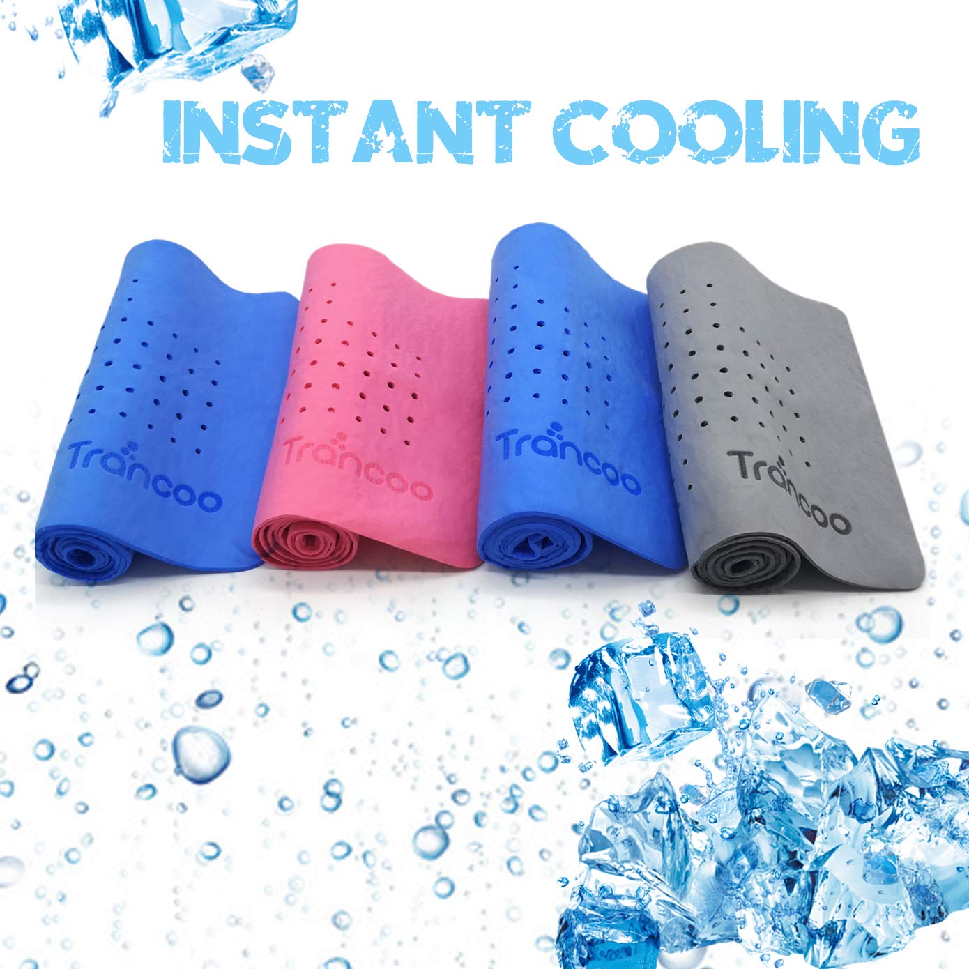 4 Packs PVA Cooling Towel(33"X7.85",Perforated Cooling Towel, PVA Cooling Scarf,Sweat Rags for Workout, Gym Towel, Neck Warp Sports Towel for Running, Hiking,Swimming Golf