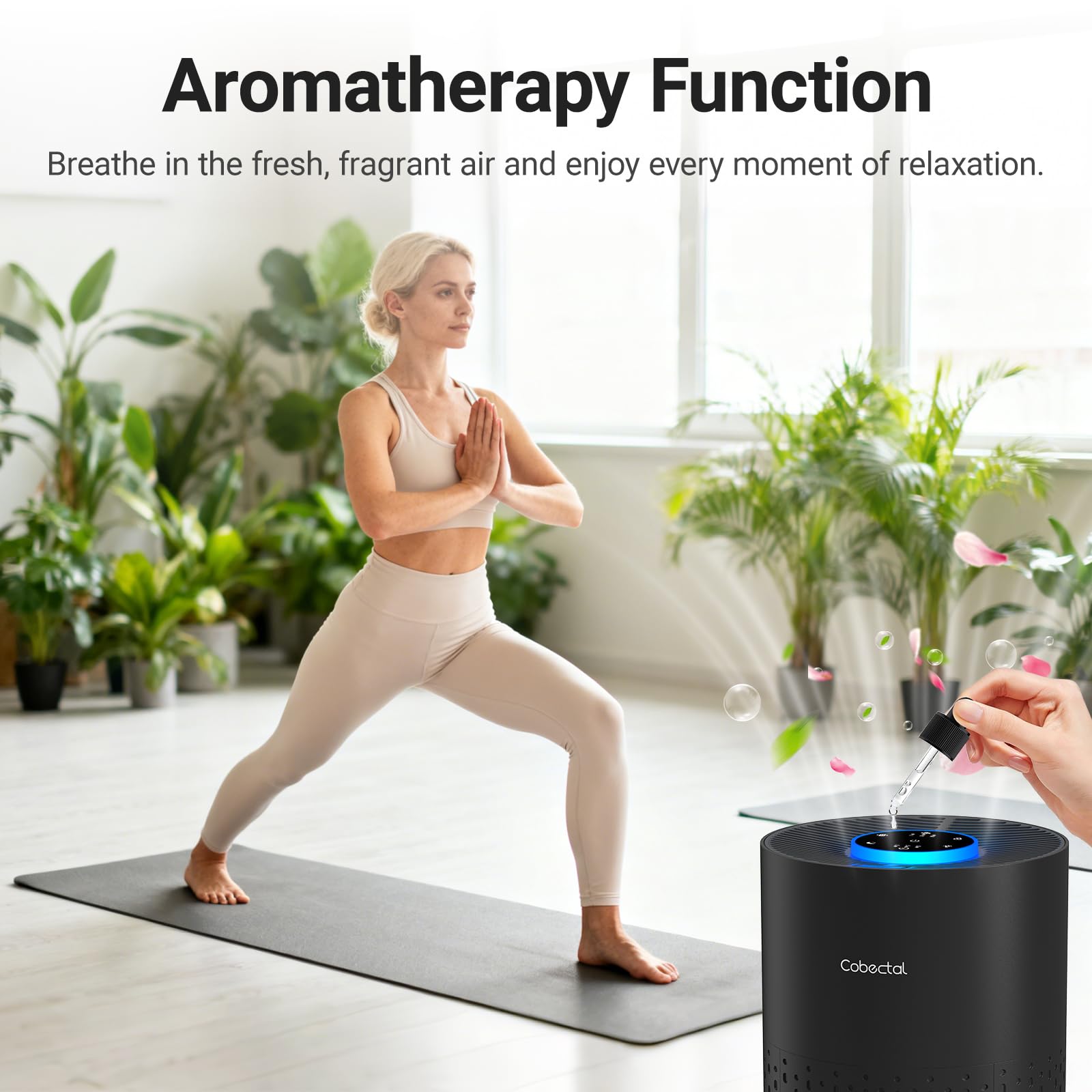 Air Purifiers for Bedroom Home, Cobectal Air Cleaner with HEPA 3-in-1 Filter for Room up to 1050 ft², Aroma Function, Sleep Mode, Portable Air Purifiers for Office, Dorm, RVs, White