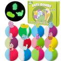 Bath Bombs for Kids, 12 Pcs Bath Bombs with Glow in The Dark Dinosura Surprise Inside, Handmade Organic Bubble Bath Ball Gift Set for Boys and Girls, Gift for Birthday Christmas Easter