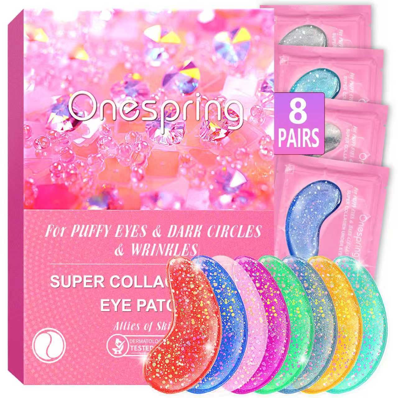 Onespring Eye Masks, Under Eye Patches for Puffiness, Retinol Collagen Eye Gel Pads, Reduce Wrinkles, Eye Bags & Dark circles - Face Mask Skincare, Anti Aging & Moisturizer, 24 Pairs