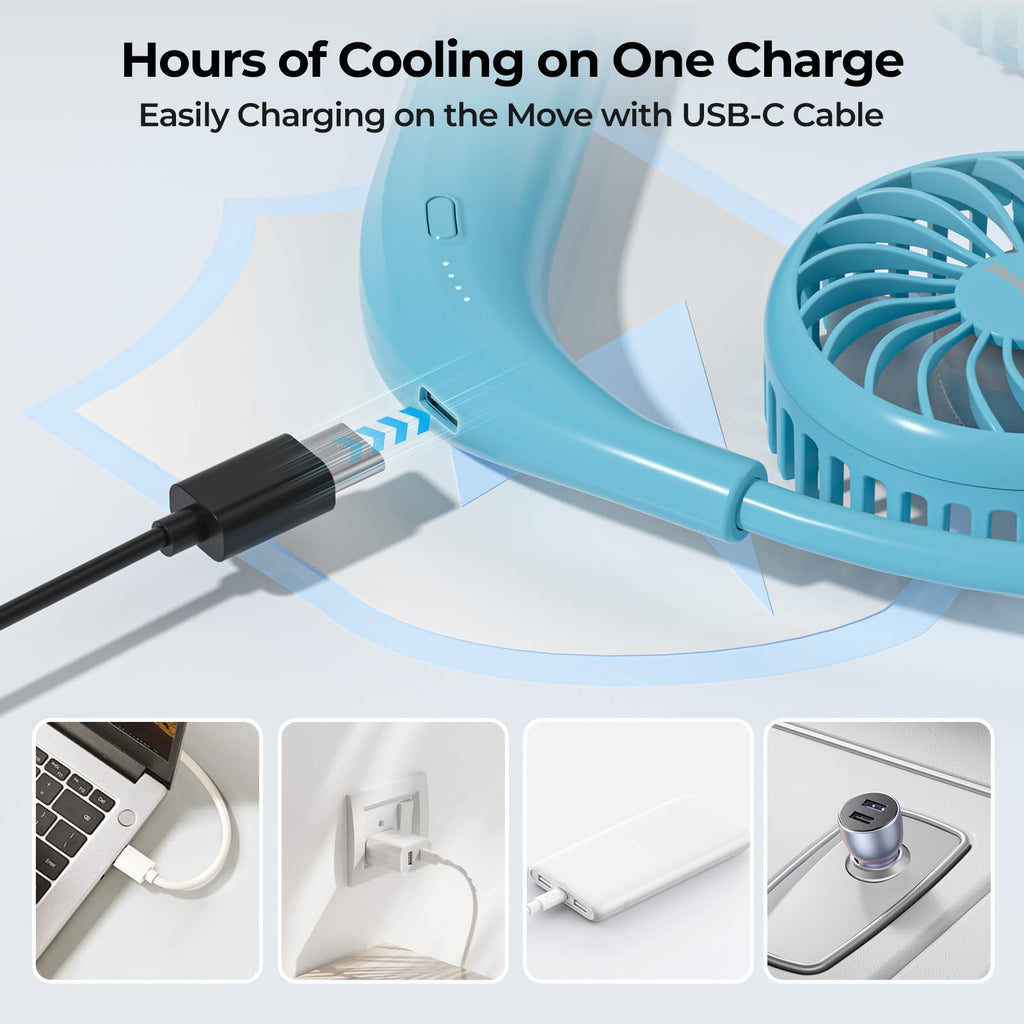AMACOOL Portable Neck Fan, Lightweight Wearable with Hands-Free Comfort, 360° Adjustable Personal Fan with Ultra Quiet & Strong Wind, Gifts for Men Women Hot Flashes Cruise Travel Outdoor Sports 2026