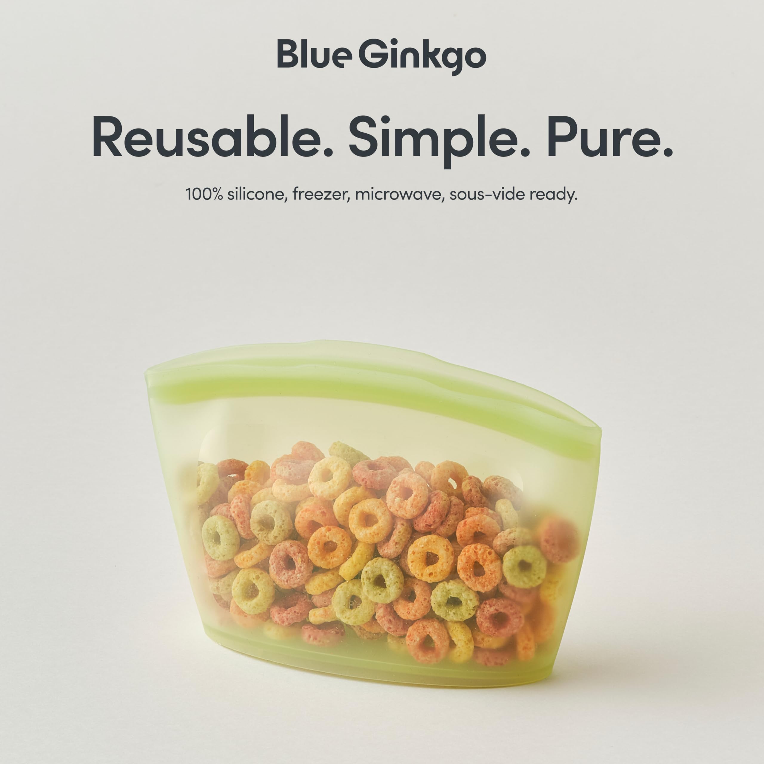 Blue Ginkgo Reusable Silicone Storage Bags – 4-Pack | Korean-Made Stand Up Food, Freezer Bags - Pumkin Yellow