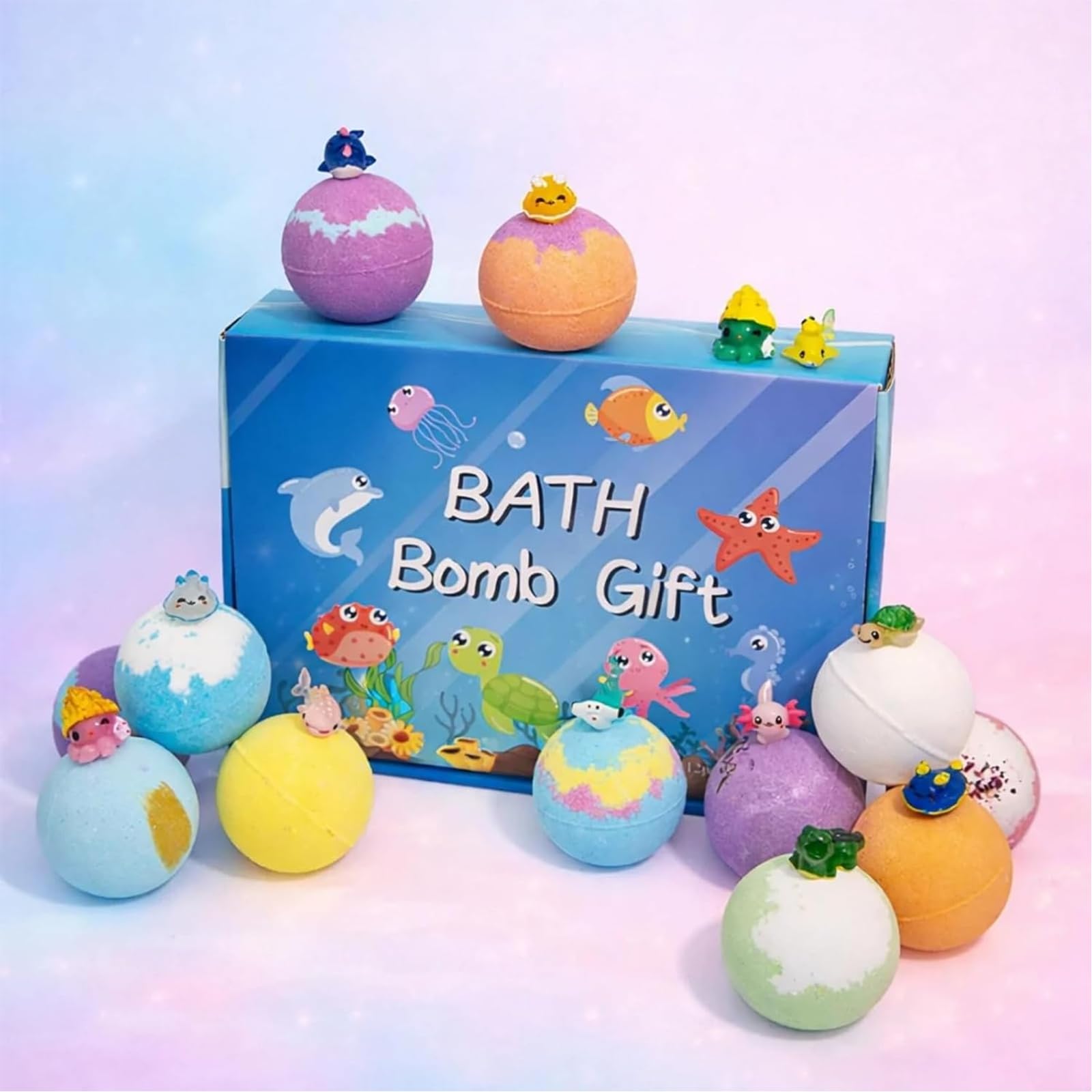 6 Pack Natural Bath Bombs with Mega Bubbles & Surprise Inside Animal Bulk Easter Basket Stuffers Organic All Natural Bath Bombs Gift Set Skin-Friendly Bathing Bath Fun Magic Bath Bombs Birthday Gift