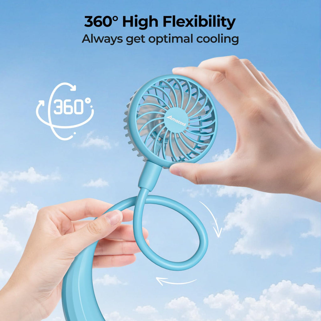 AMACOOL Portable Neck Fan, Lightweight Wearable with Hands-Free Comfort, 360° Adjustable Personal Fan with Ultra Quiet & Strong Wind, Gifts for Men Women Hot Flashes Cruise Travel Outdoor Sports 2026