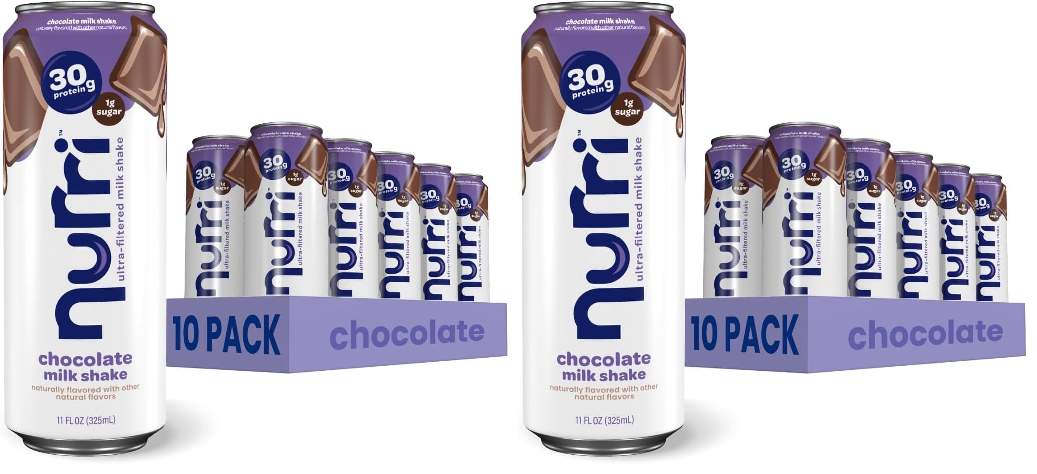 Nurri - 30g Protein Ultra Filtered Milk Shake – Mocha- with Caffeine for Energy, Lactose Free, Low Sugar, 150 Calories, 10 Vitamins and Minerals - 11 fl oz, 10 Cans