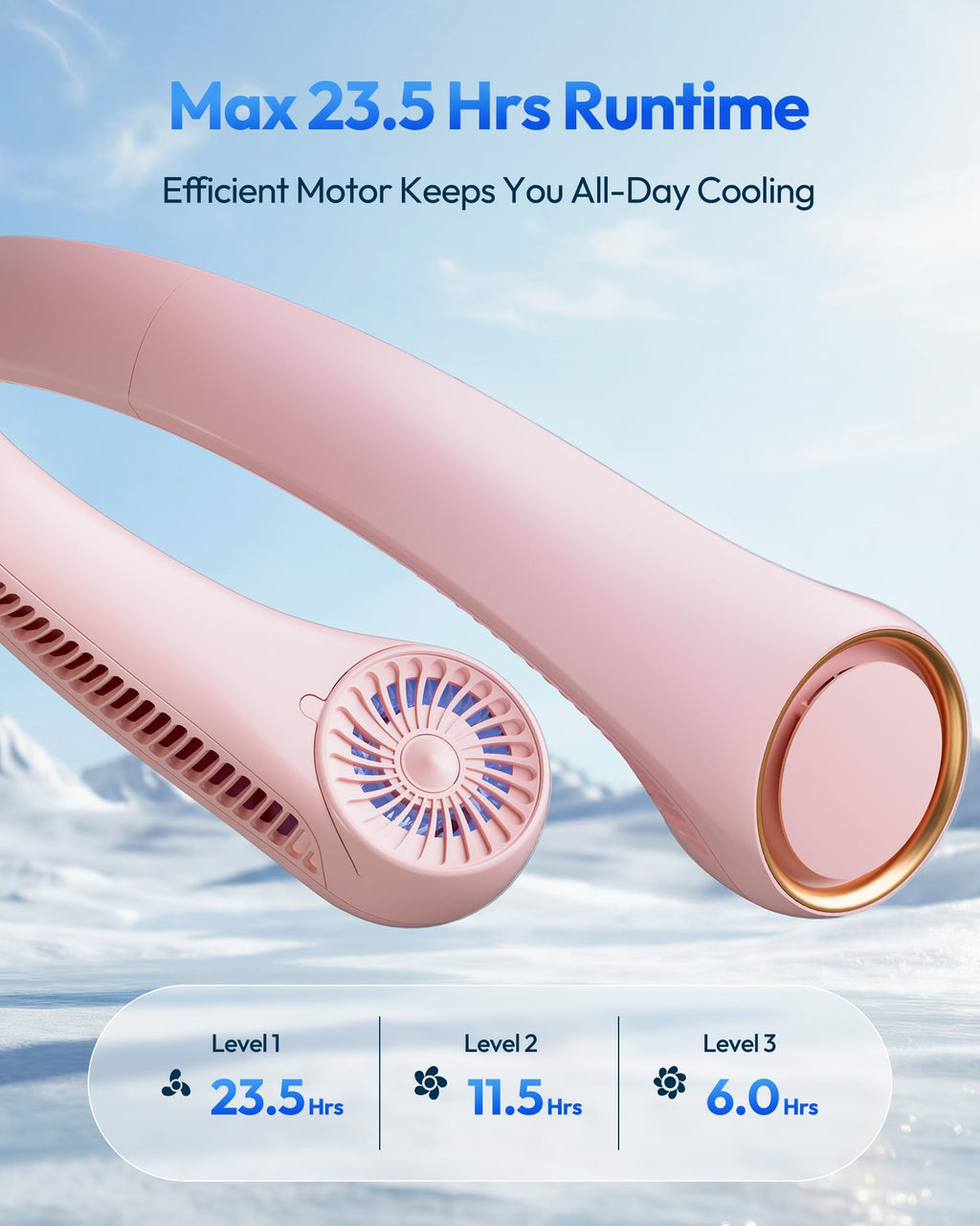 Gaiatop Portable Neck Fan Rechargeable, Hands-Free Cooling, 23.5hrs Runtime, Battery Powered Personal Wearable Fan Quiet, Summer Outdoor Travel Essentials, Birthday Gifts for Women Men Teens, Black