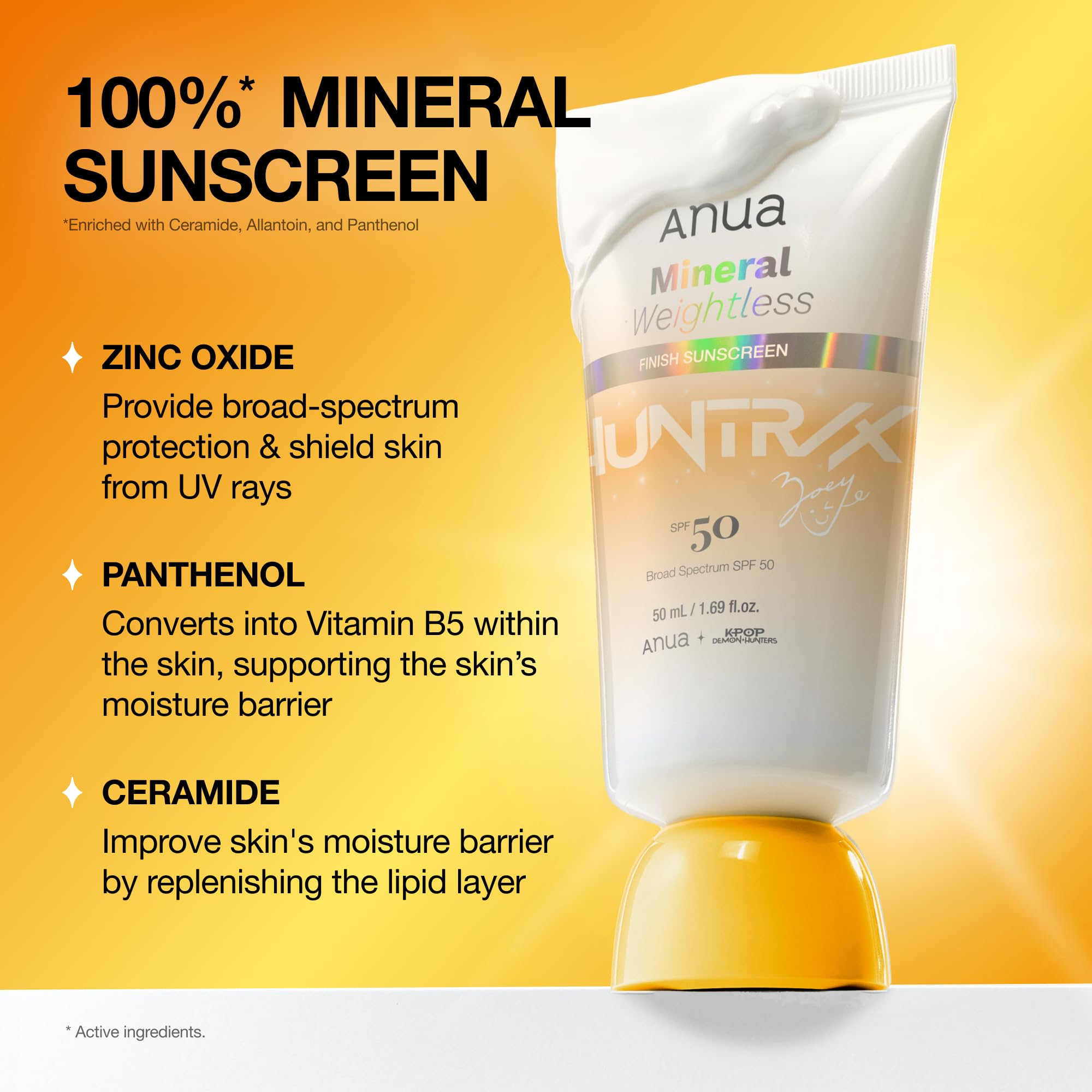 Anua Mineral Weightless Finish Sunscreen SPF 50, Broad Spectrum, Zinc-Based for Sensitive Skin, Lightweight Hydrating Lotion Texture, Under Makeup, Korean Skincare, 1.69 fl oz