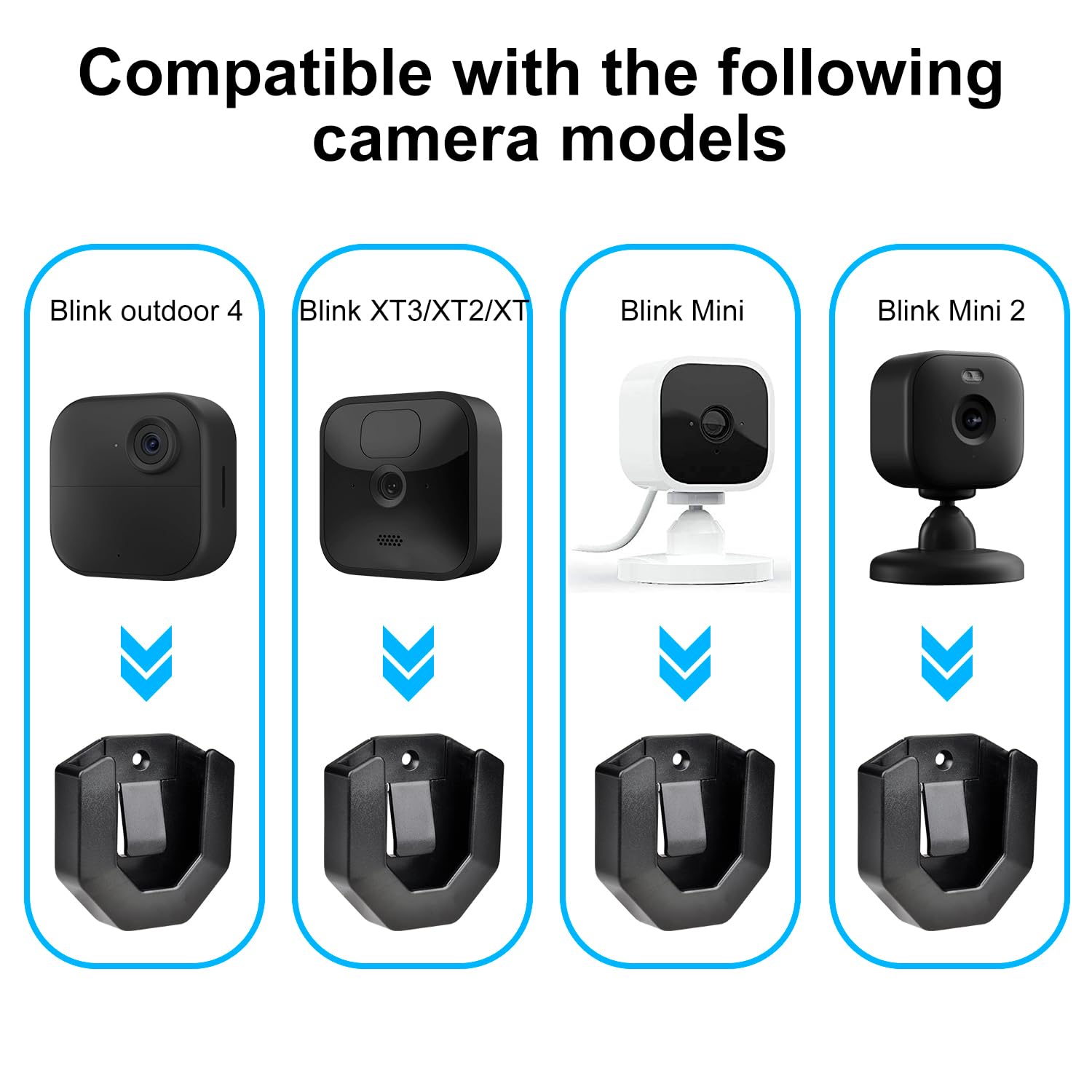 StartVision 3 Pack Blink Camera Wall Mount for Blink Outdoor 2K+ / Outdoor 4 /Mini 2K+/ Mini 2 / Mini/Blink Indoor Camera, No Drill No Screws Adhesive Wall Mount (Black)