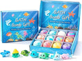 Ocean Themed 12 Pack Kids Bath Bombs with Hidden Sea Animal Toys, Gentle Bubbling Bath Fizzies, Ideal Birthday Party Gifts for Boys and Girls (Delivery Within 3 to 5 Days)