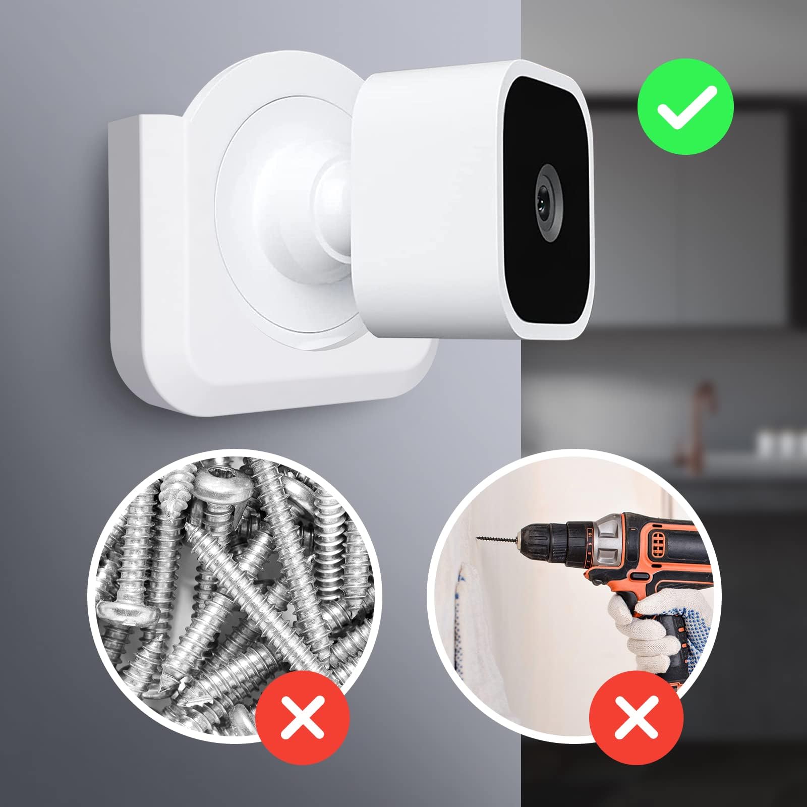 Blink Mini 2 Camera Adhesive Wall Mount Bracket, Strong Adhesive Durable Camera Mount Stand for Blink Mini Indoor Camera, No Drill, No Screws, Decorate Damage-Free, Easy to Install (2 Pack)
