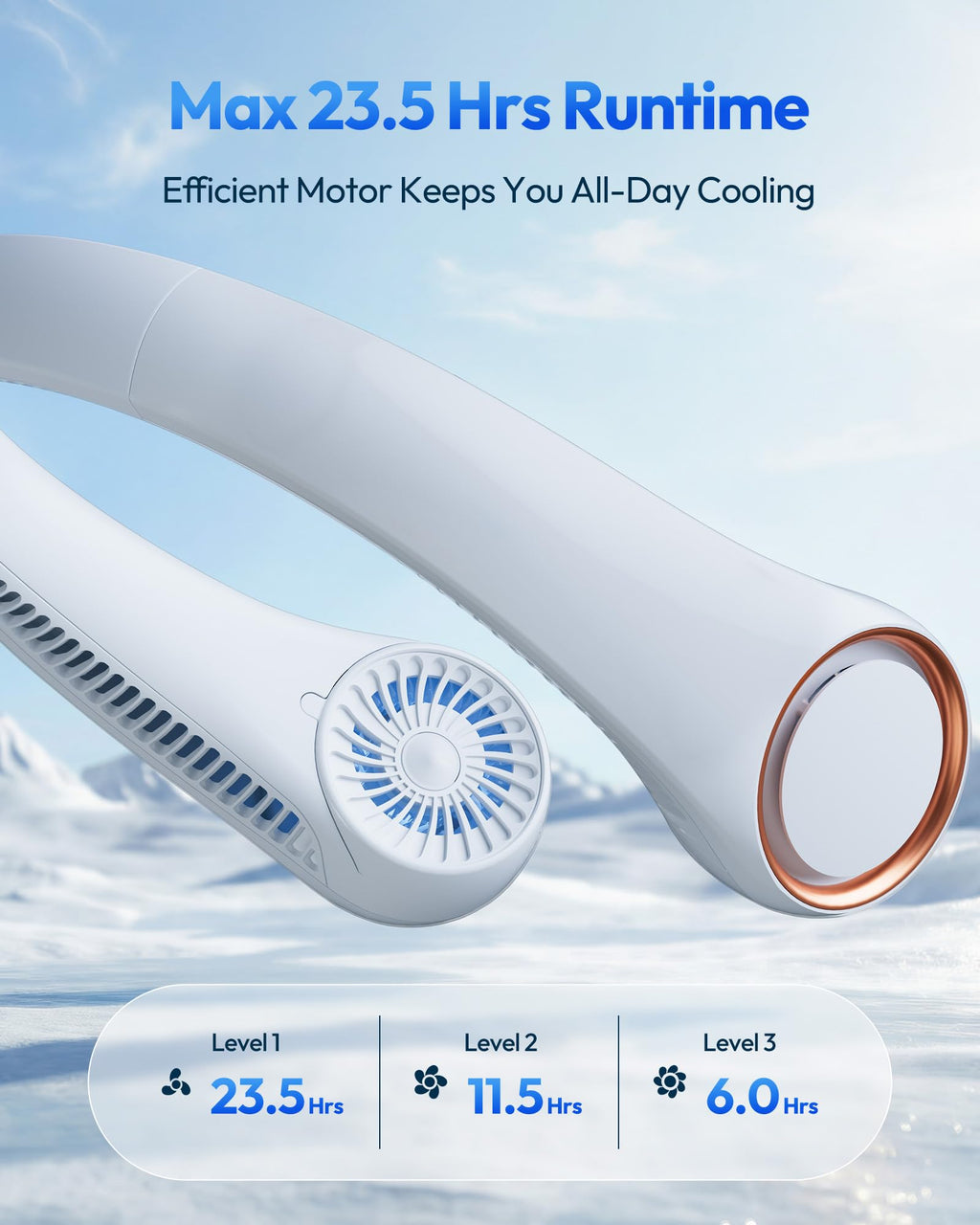 Gaiatop Portable Neck Fan Rechargeable, Hands-Free Cooling, 23.5hrs Runtime, Battery Powered Personal Wearable Fan Quiet, Summer Outdoor Travel Essentials, Birthday Gifts for Women Men Teens, Black