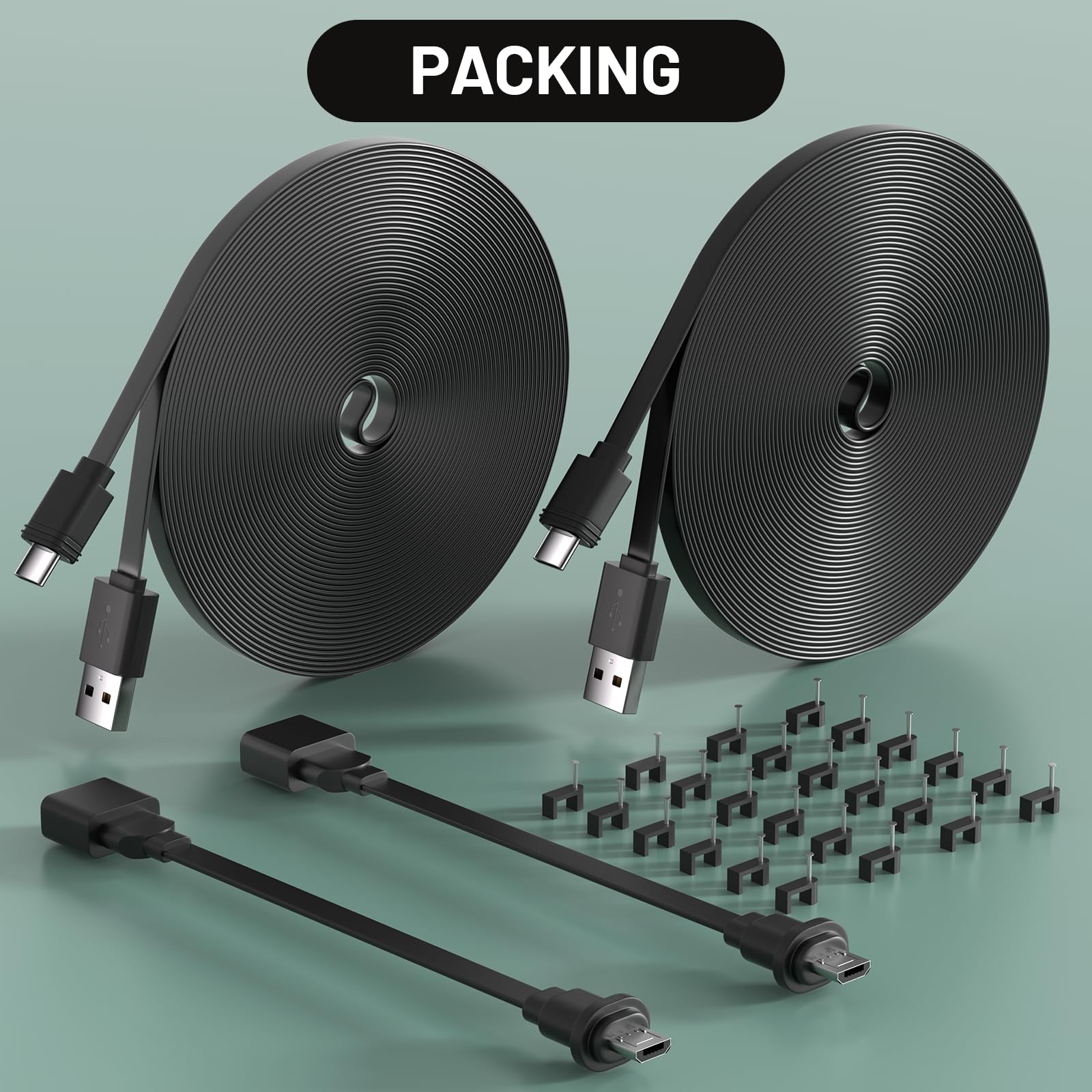 2Pack 25FT Power Cable for Blink Mini2,Blink Mini,Blink Outdoor 4 (4th Gen)/Blink (3rd Gen) XT3/XT2/XT,Extension Cable Continuously Charging Your Blink Cam(Plug and Camera are Not Included)-Black