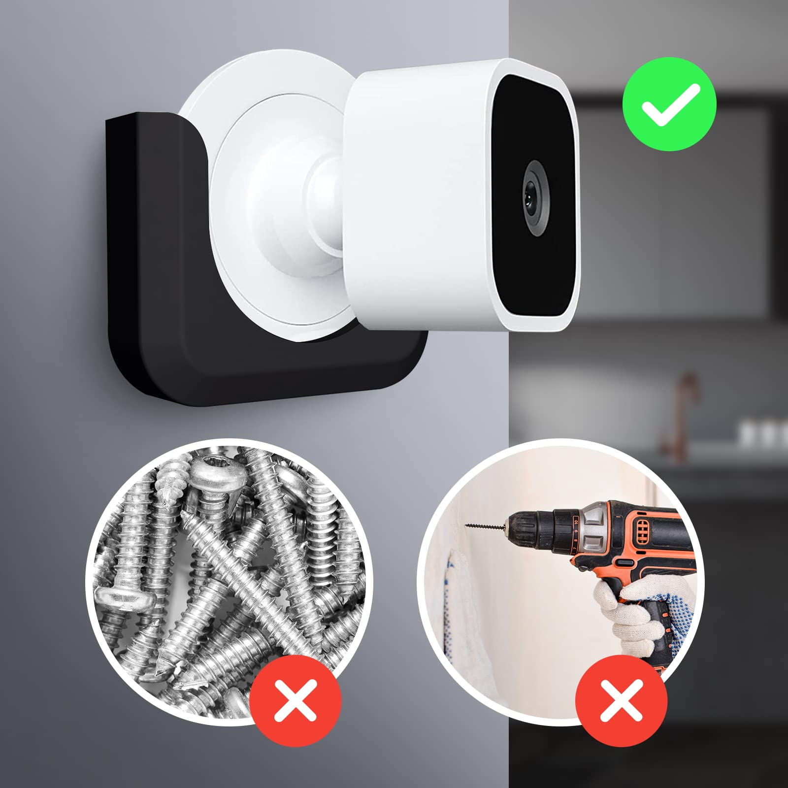 Blink Mini 2 Camera Adhesive Wall Mount Bracket, Strong Adhesive Durable Camera Mount Stand for Blink Mini Indoor Camera, No Drill, No Screws, Decorate Damage-Free, Easy to Install (2 Pack)