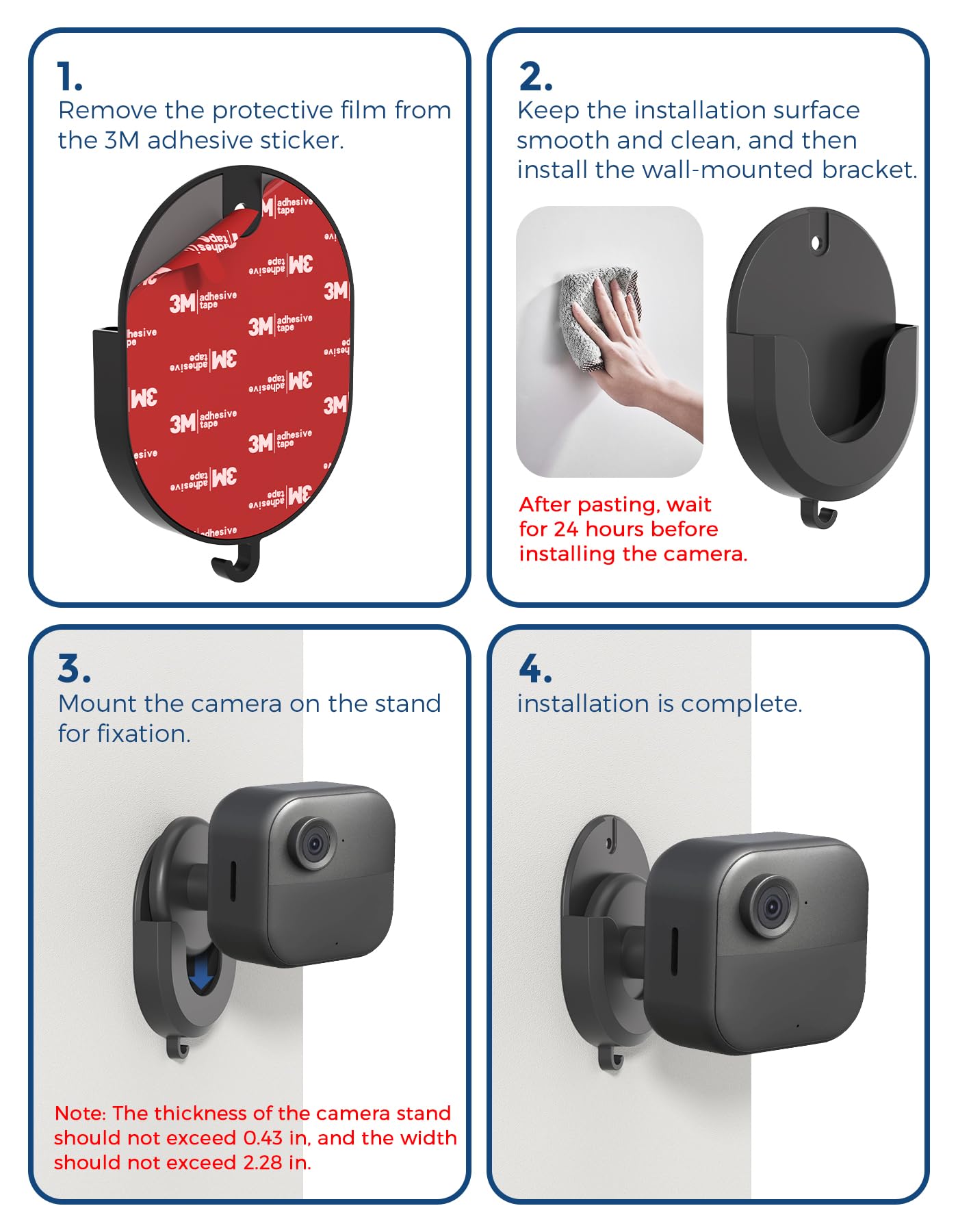 No Drill Ring Indoor Cam Adhesive Wall Mount Bracket, Strong Durable Adhesive Camera Mount Stand for Ring Indoor Cam(1st Gen and 2nd Gen) Blink Camera Mount, 2 Pack Mount Bracket
