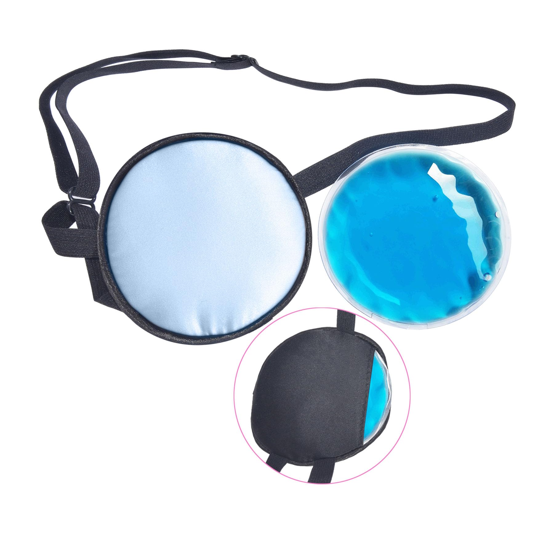 Cooling Eye Patches for Puffy Eyes, Pure Silk Ice Eye Patch, Single Eye Mask, Medical One Eye Cover Cold Hot Therapy Strabismus Lazy Eyes After Surgery Adult Kid Pirate Eyepatch (Black)