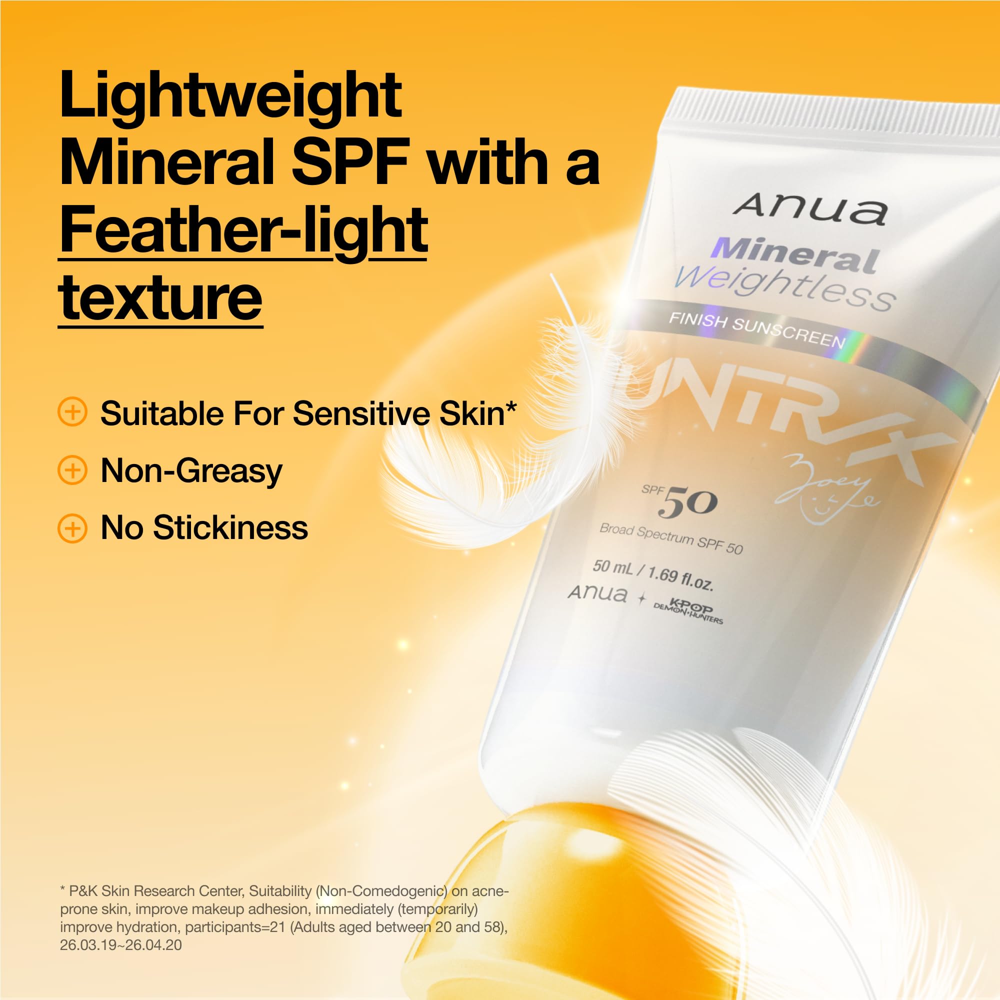 Anua Mineral Weightless Finish Sunscreen SPF 50, Broad Spectrum, Zinc-Based for Sensitive Skin, Lightweight Hydrating Lotion Texture, Under Makeup, Korean Skincare, 1.69 fl oz