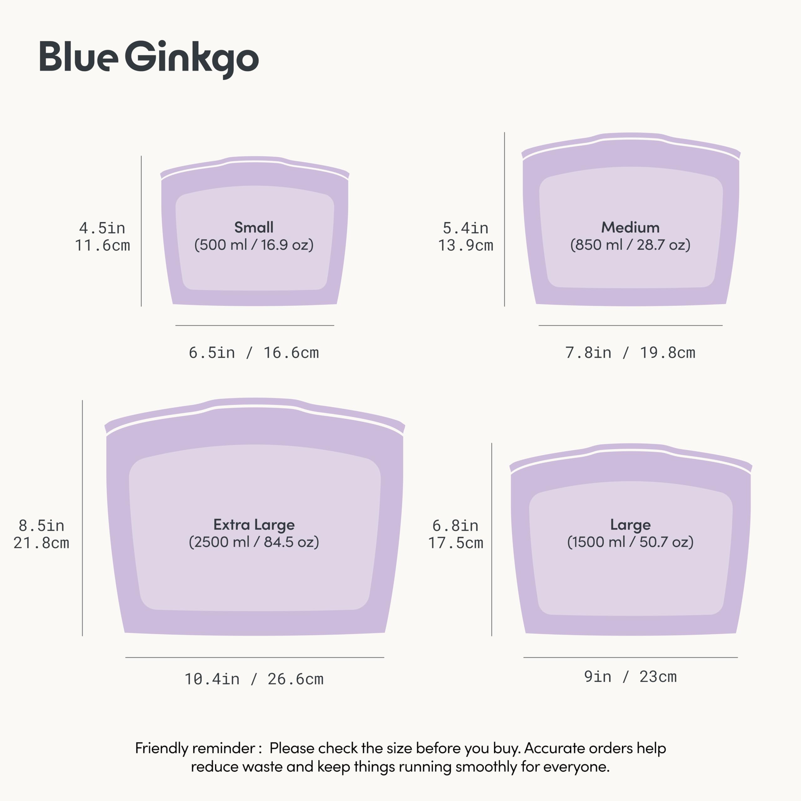Blue Ginkgo Reusable Silicone Storage Bags – 4-Pack | Korean-Made Stand Up Food, Freezer Bags - Pumkin Yellow