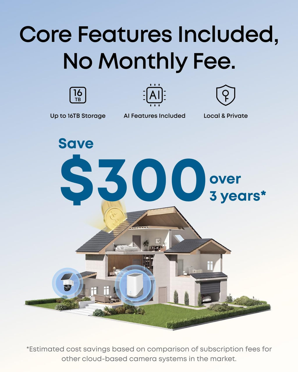 eufy Security 3K Dual Camera, SoloCam S340, Solar Security Cameras Wireless Outdoor, Cameras for Home Security, 360°Coverage, Pan & Tilt, No Blind Spots, No Monthly Fee, Built-in 8GB