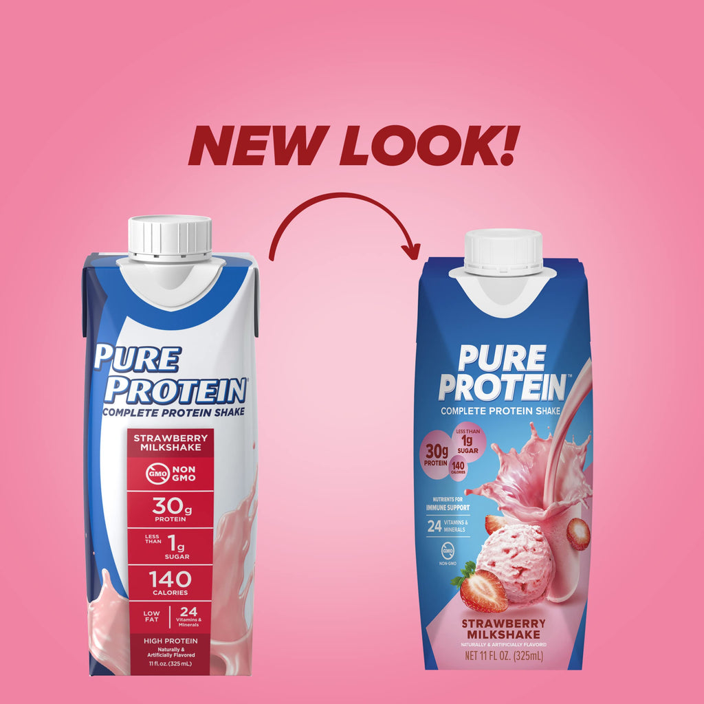 Pure Protein Chocolate Protein Shake, 30g Complete Protein, Ready to Drink and Keto-Friendly, Vitamins A, C, D, and E plus Zinc to Support Immune Health, 11oz Bottles, 12 Pack