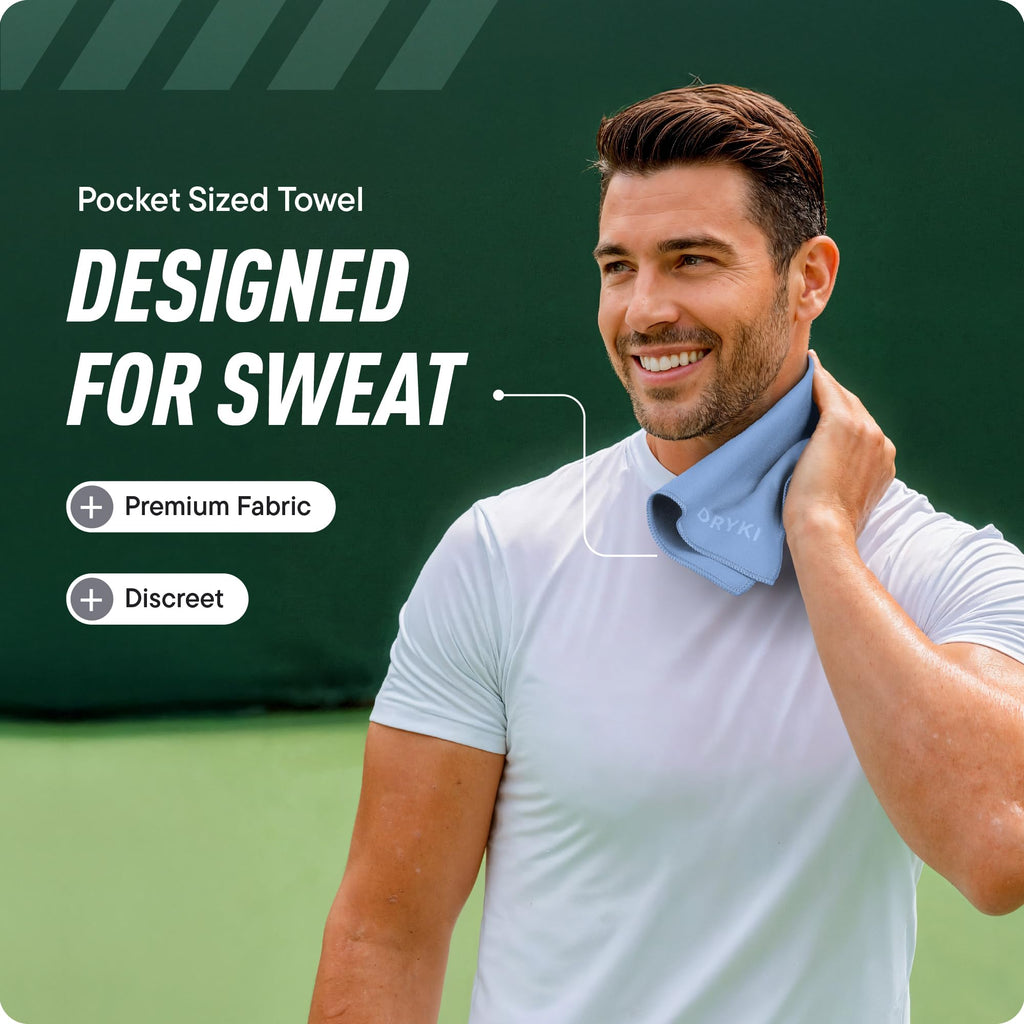 DRYKI Pocket-Sized Sweat Towels - The Original Sweat Absorbing Handkerchiefs - Quick-Dry Microfiber Sweat Rags for Face, Hands, & Body - Men & Women - Gym, Sports, and Work (Desert: 5 Pack)