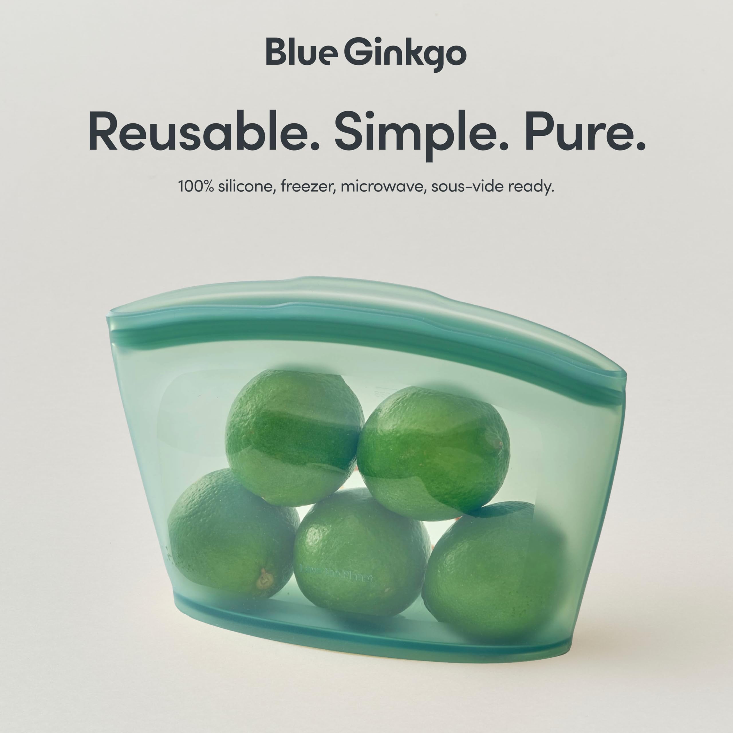 Blue Ginkgo Reusable Silicone Storage Bags – 4-Pack | Korean-Made Stand Up Food, Freezer Bags - Pumkin Yellow