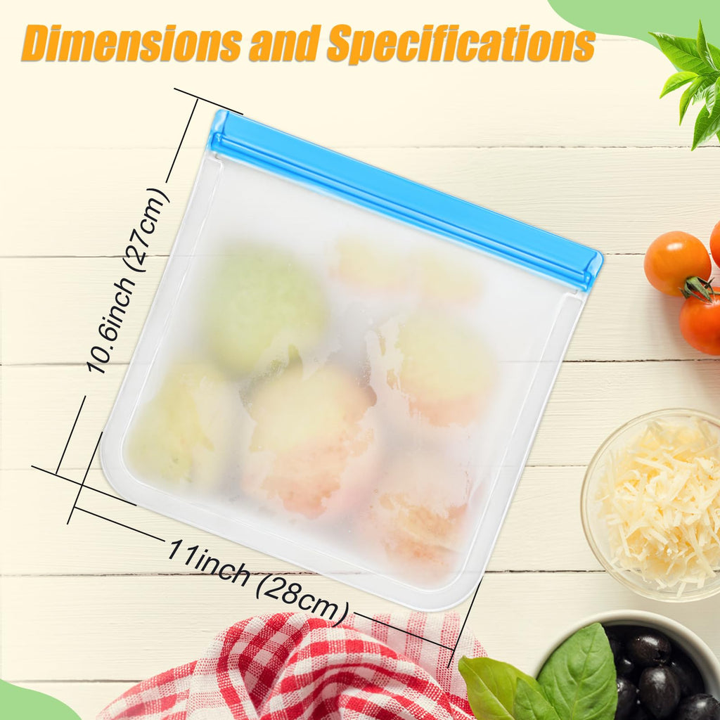 10 Pack Reusable Silicone Food Storage Bags, Leakproof Dishwasher Safe Reusable Freezer Bags for Food Containers, Lunch Bags for Sandwich, Snack, Marinate Meat, Salad Fruit